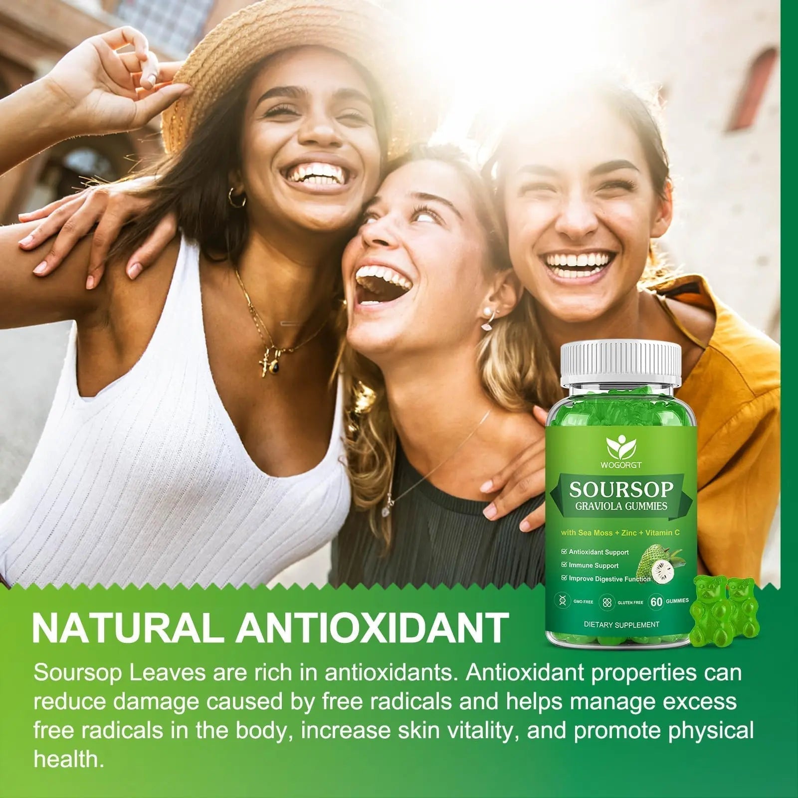 WOGORGT Soursop Graviola Gummies - Soursop Multivitamin Gummies with 200mg Sea Moss Extract for Antioxidant WOGORGT buy supplements canada