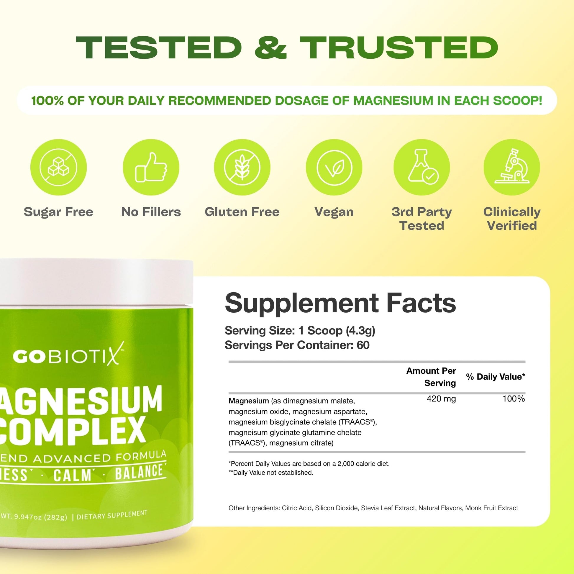 GoBiotix Magnesium Glycinate Powder – Cortisol Supplements for Women and Men – High Absorption Magnesium Complex Calm Supplement with Citrate, Malate – Sugar Free – 420 mg, 60 Servings - Lemon Lime GOBIOTIX buy supplements canada