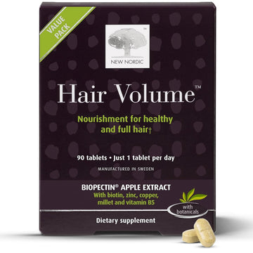 NEW NORDIC Hair Volume Tablets, 3000 mcg Biotin & Biopectin Apple Extract, Hair Vitamins to Support Natural Hair Growth, 90 Count (Pack of 1) NEW NORDIC buy supplements canada