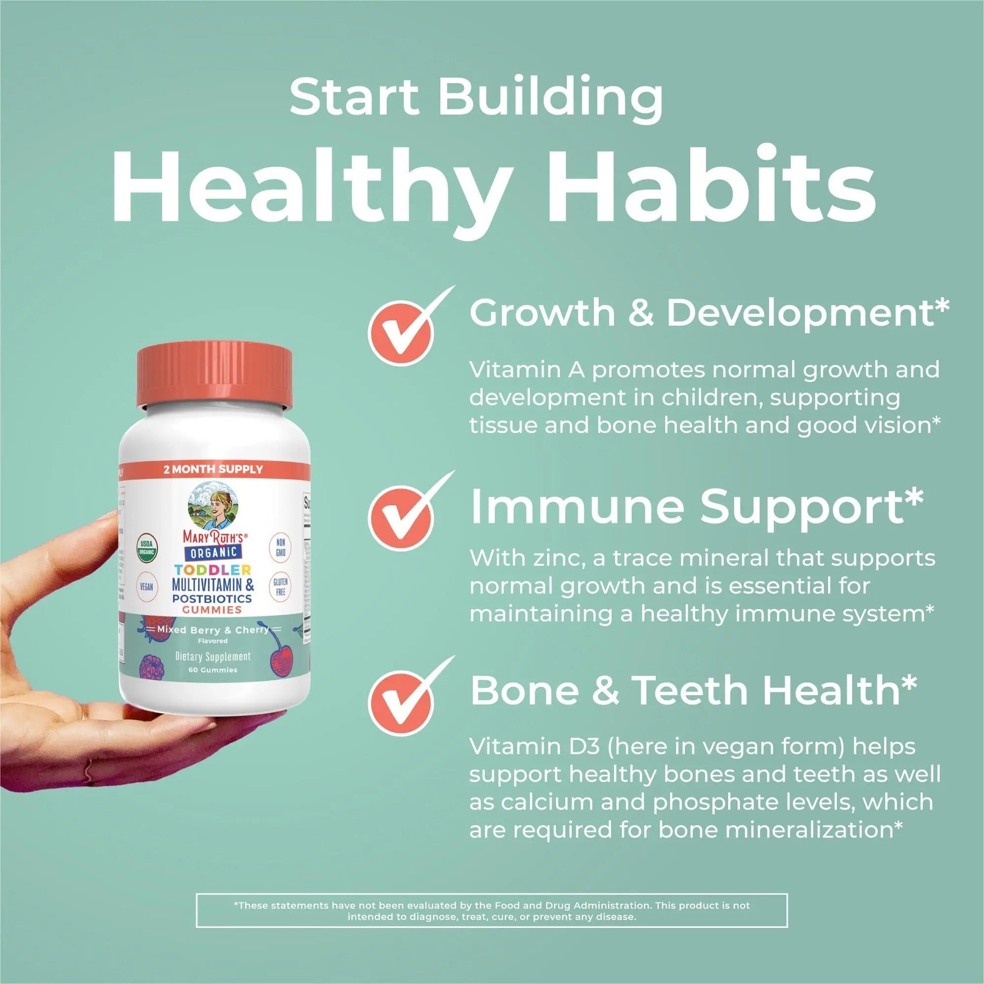 MaryRuth Organics Toddler Multivitamin Gummies + Postbiotics | USDA Organic | Vitamins for Kids Ages 2+ | Immune Support | Vitamin C | MaryRuth Organics buy supplements canada
