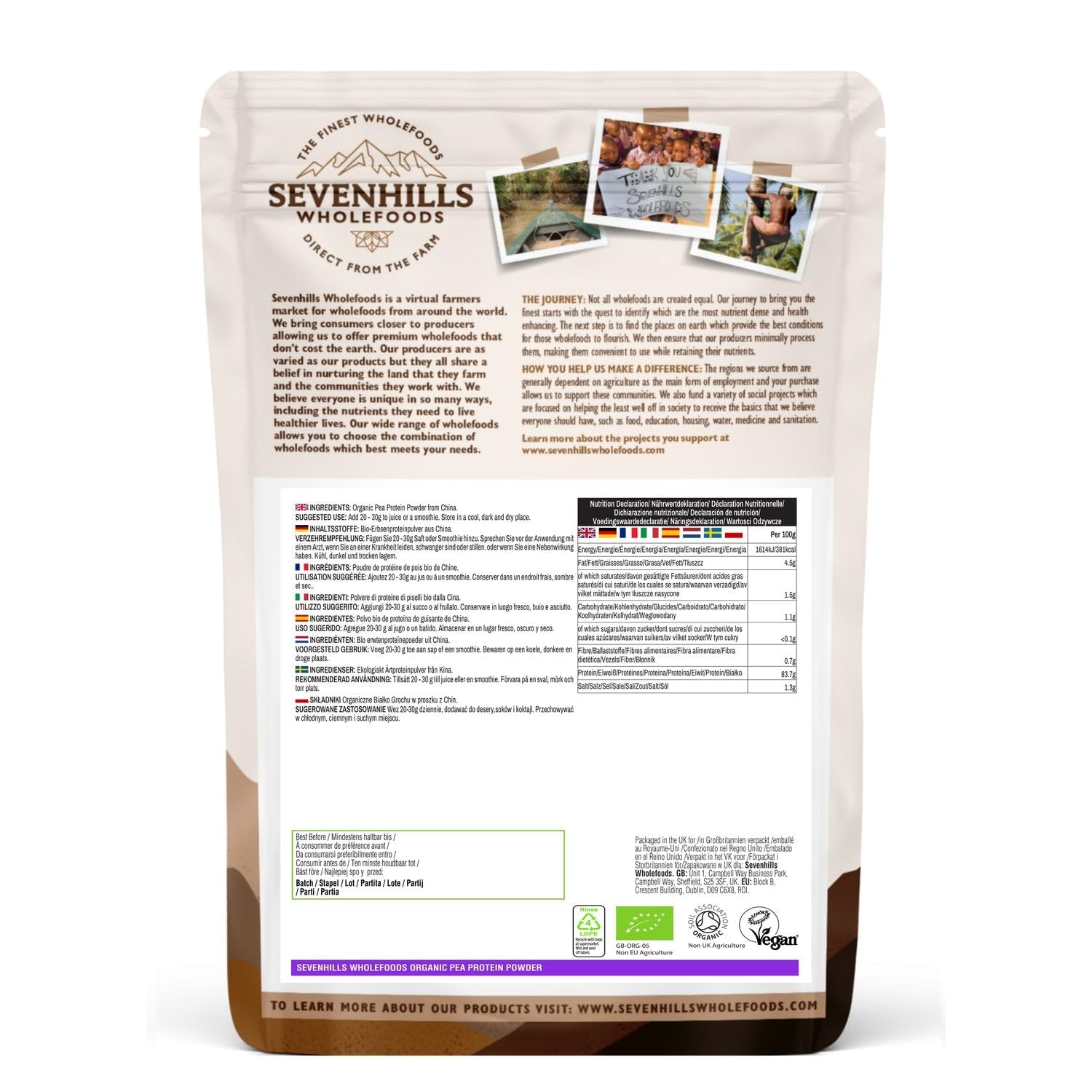 Sevenhills Wholefoods Organic Pea Protein Powder 1kg Sevenhills Wholefoods buy supplements canada