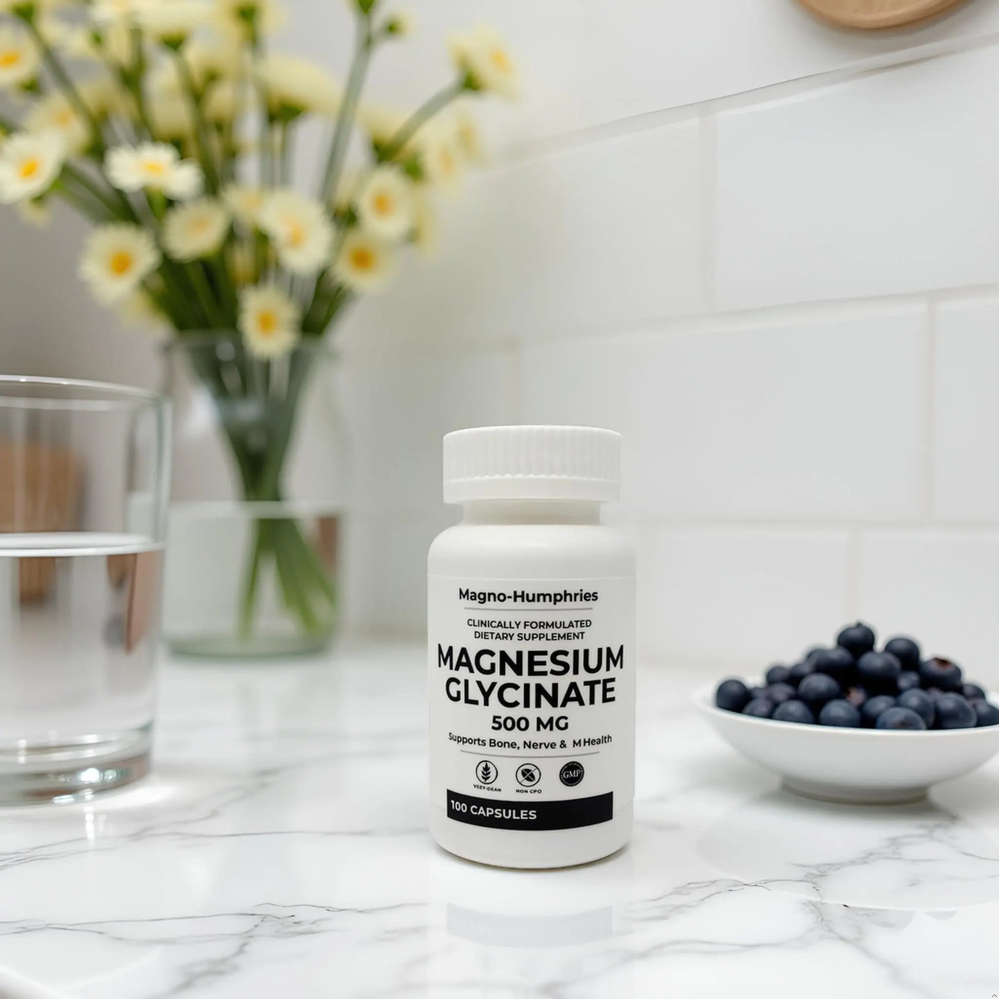 Magno-Humphries Magnesium Glycinate 500 mg - 100 Capsules | Gentle Chelated Form | Muscle, Nerve & Bone Support | Dietary Supplement | GMP Manufactured in The USA Magno-Humphries buy supplements canada