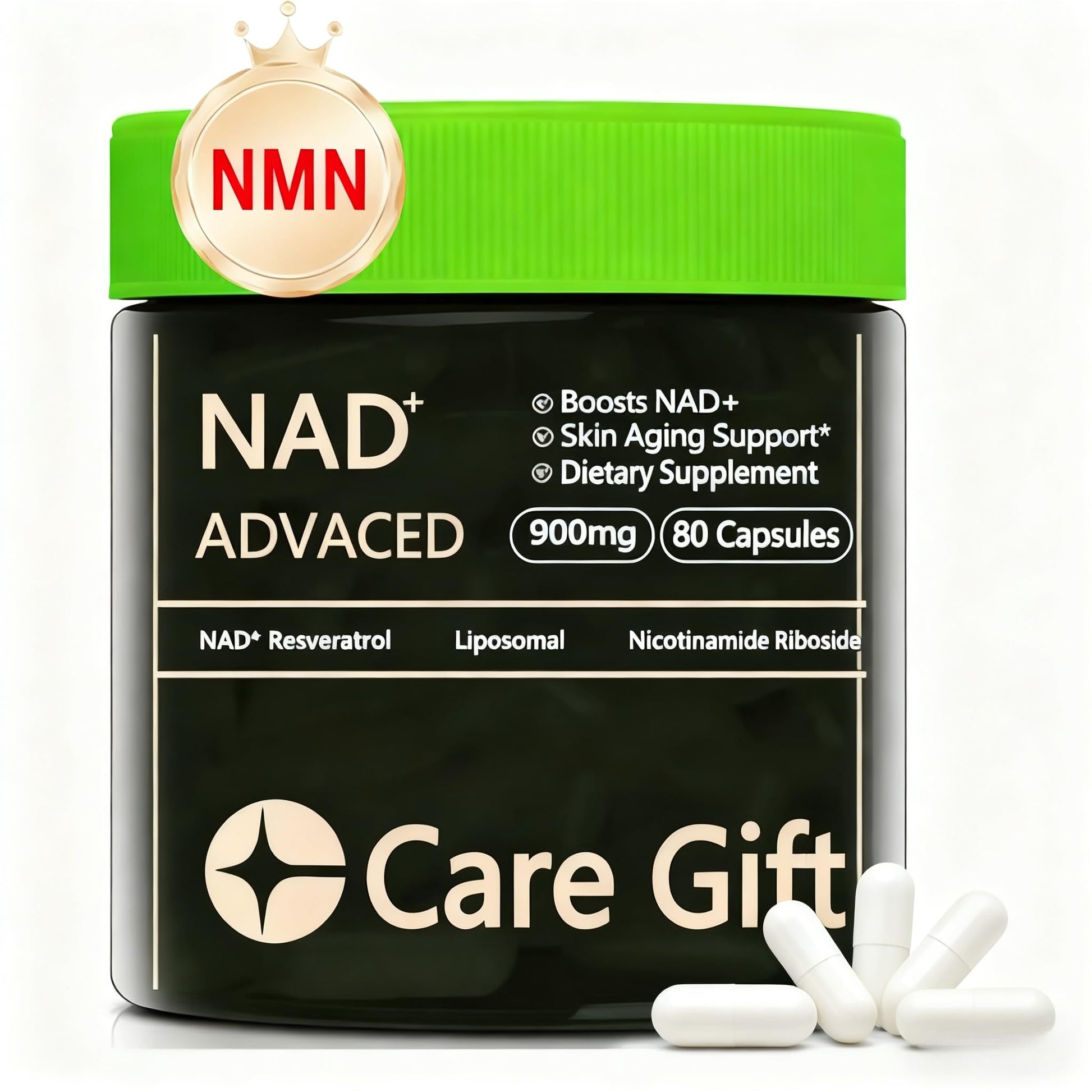 CARE GIFT NAD Supplement, NAD Nicotinamide Riboside Resveratrol 900mg - Liposomal NAD Supplements for Women & Men,NMNH Supplement Alternative for Energy, Focus, Anti-Aging (1 Pack) CARE GIFT buy supplements canada