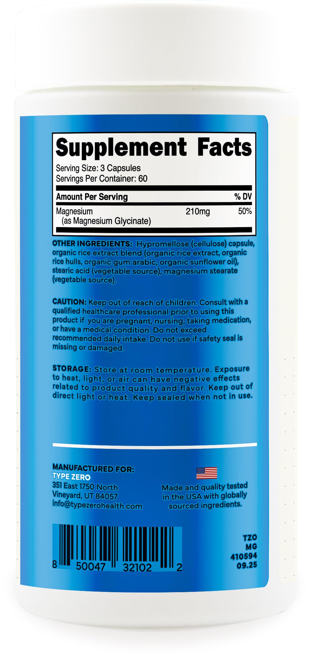 Type Zero Magnesium Glycinate (210mg | 180 Capsules) Pure, Non-GMO, Gluten Free, Natural High Absorption Magnesium Supplement Type Zero buy supplements canada