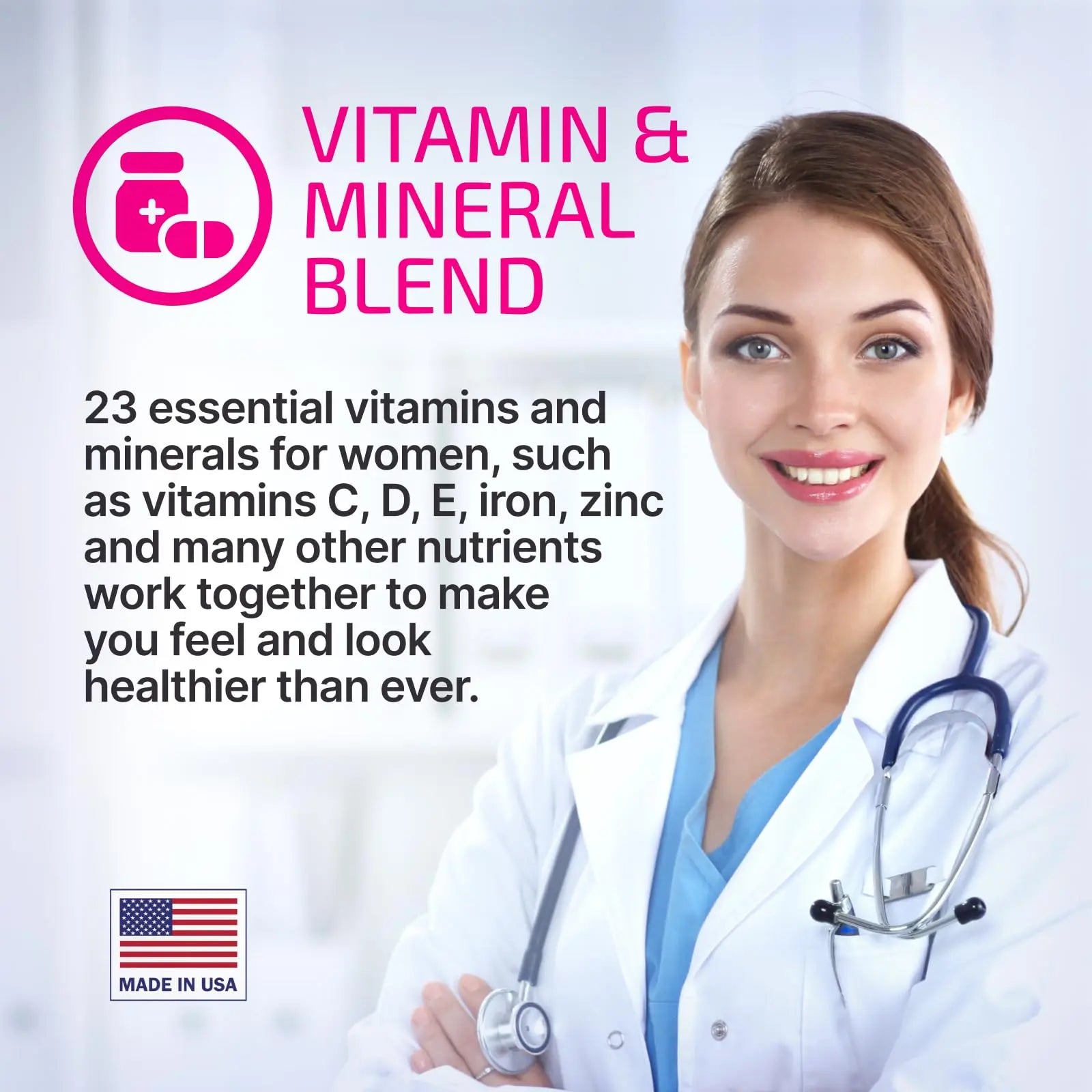 VPLab Ultra Women's Multivitamin Formula - Supplement for Hair, Skin & Nails with Biotin, Iron, Vitamin B, D, C & Zinc, Folate vplab nutrition buy supplements canada