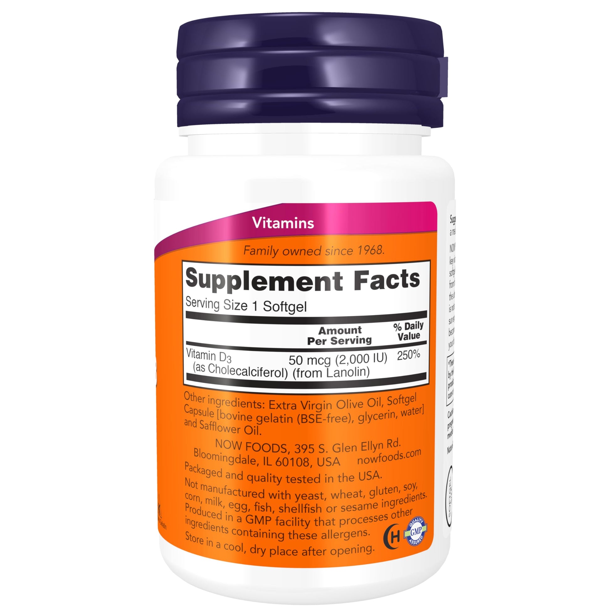 NOW Supplements, Vitamin D-3 2,000 IU, High Potency, Structural Support*, 30 Softgels NOW buy supplements canada