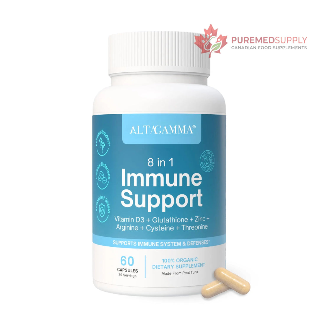 ALTAGAMMA 8 in 1 Immune Support Supplement - Daily Immunity Supplement & Immune Boosters for Adults - Immune System Booster with L-Lysine, Vitamin D and Zinc Supplements for Men & Women, 60 Capsules ALTAGAMMA buy supplements canada