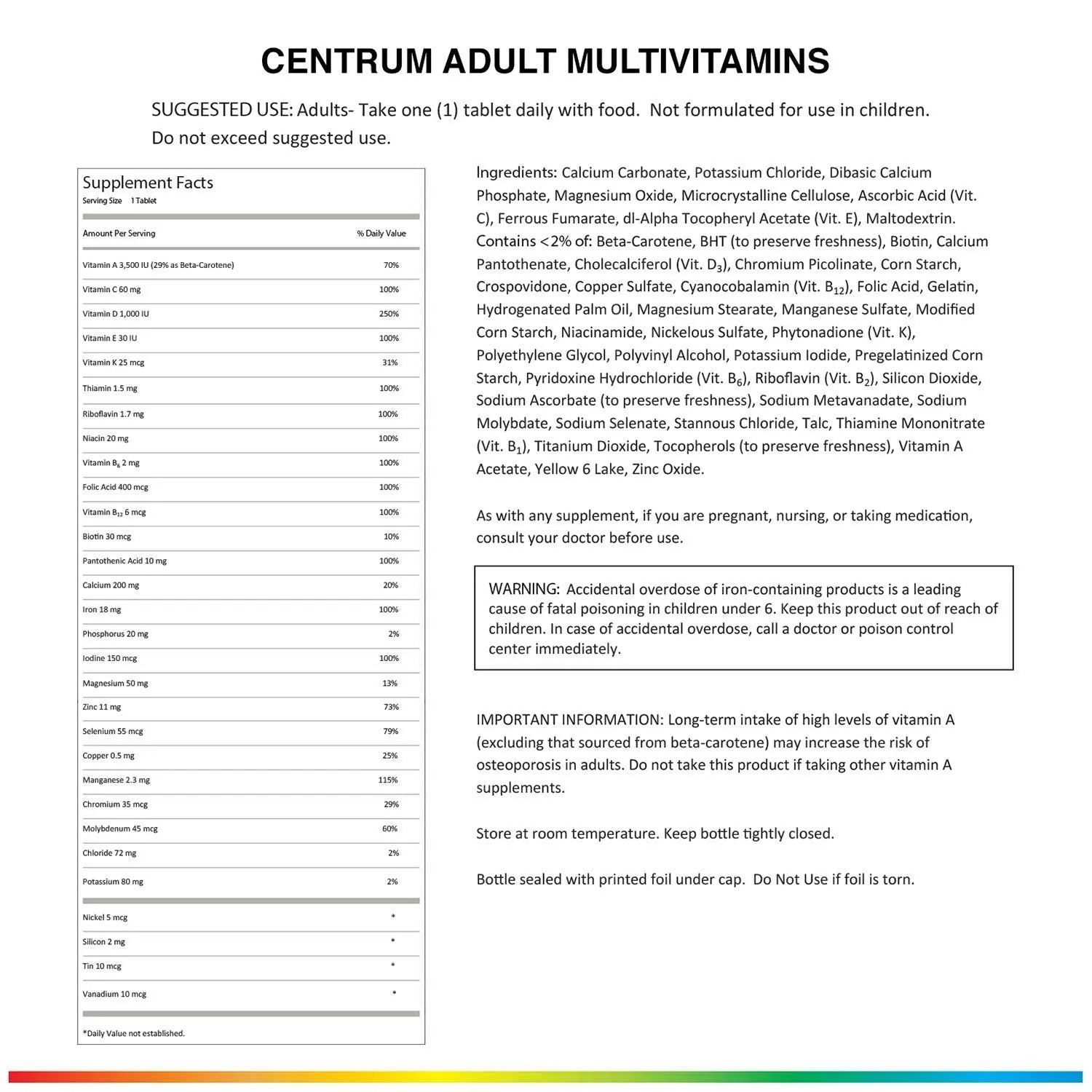 Centrum Adult Multivitamin/Multimineral Supplement with Antioxidants, Zinc, Vitamin D3 and B Vitamins, Gluten Free, Non-GMO Ingredients - 200 Count Centrum buy supplements canada