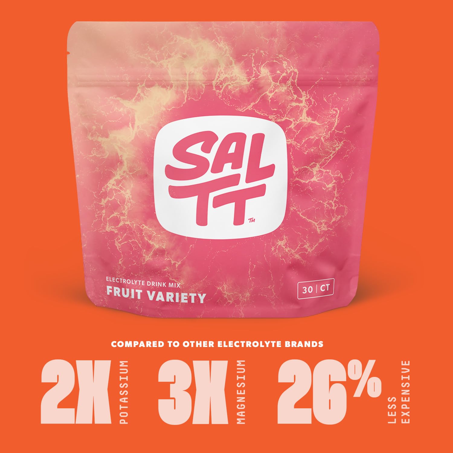 SALTT Electrolytes Powder Packets, Fruit Variety Pack (30 Packets) - Magnesium, Potassium, Sodium, Trace Minerals - Vegan, Sugar Free, Gluten Free - Travel Essentials - Made in USA Keto Chow buy supplements canada