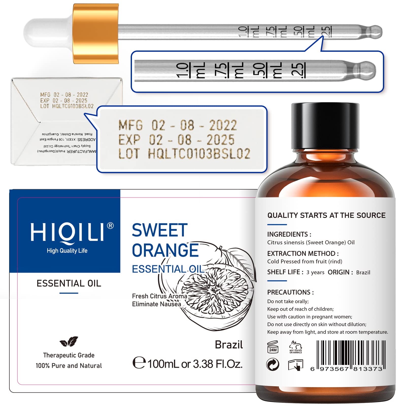 HIQILI Sandalwood Essential Oil and Sweet Orange Essential Oil, 100% Pure Natural for Diffuser - 3.38 Fl Oz HIQILI buy supplements canada