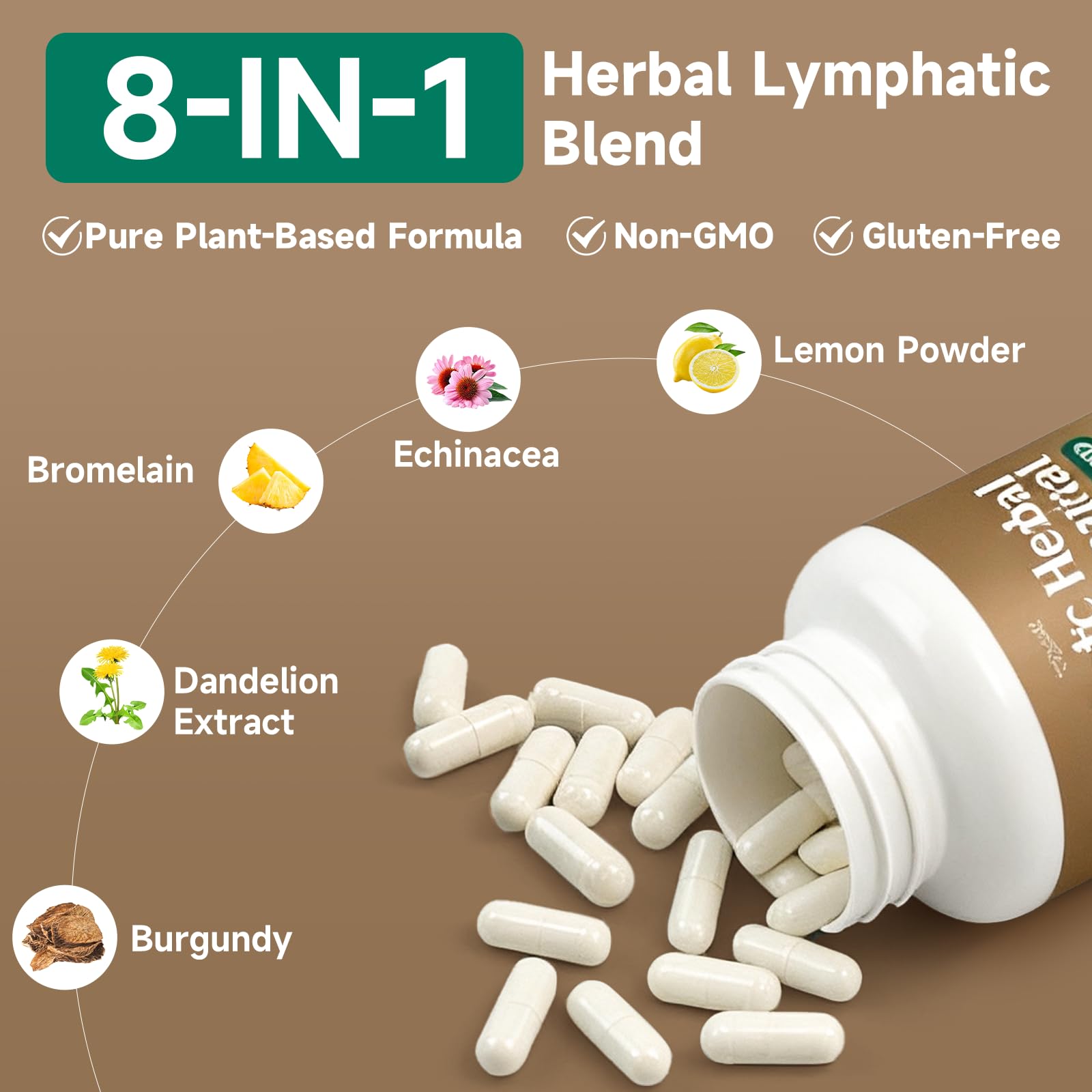 SpenHerb Lymphatic Drainage Capsules Supplements, 8-in-1 Herbal Lymphatic Blend Support Circulation and Natural Fluid Balance, Non-GMO Pure,60 Capsules/1 Pack SpenHerb buy supplements canada