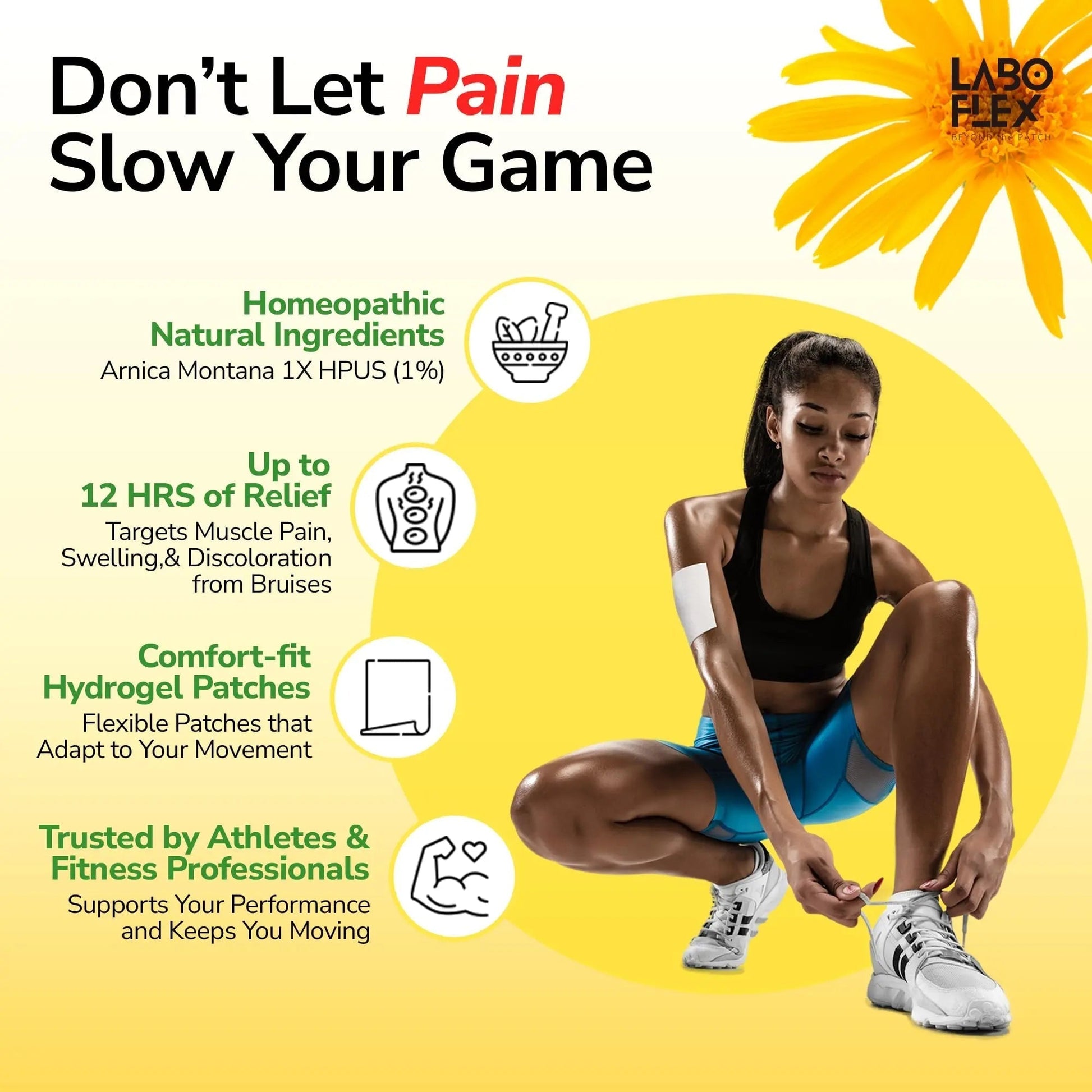 LABOFLEX Arnipatch Natural Arnica Pain Relief Hydrogel Patches – Long Lasting Relief for Muscle Soreness, Swelling, Inflammation, Stiffness & Injury on Back, Knee & Neck (Box, 10, Count) LABOFLEX buy supplements canada