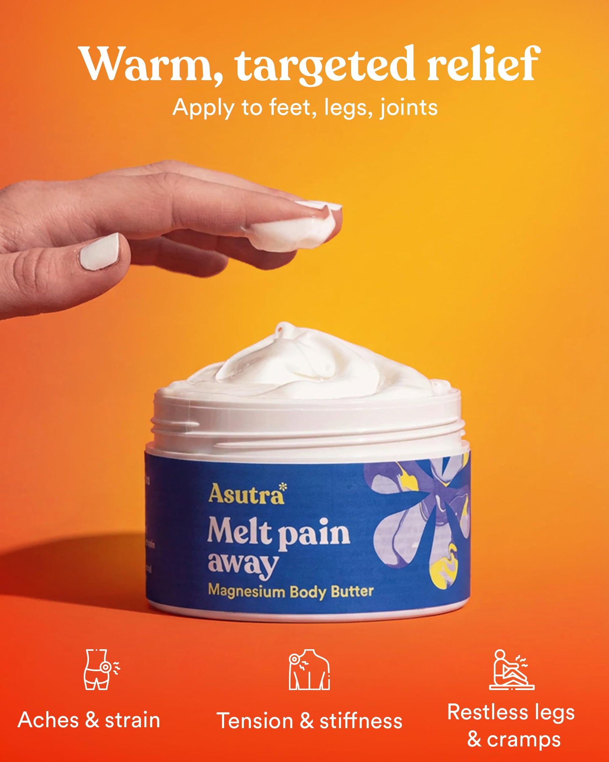ASUTRA Melt Pain Away Magnesium Cream – Warming Capsaicin Formula for Leg Cramps, Muscle Tension & Nighttime Leg Relief – Fast-Absorbing, Non-Sticky Topical Magnesium Lotion for Feet & Body ASUTRA buy supplements canada
