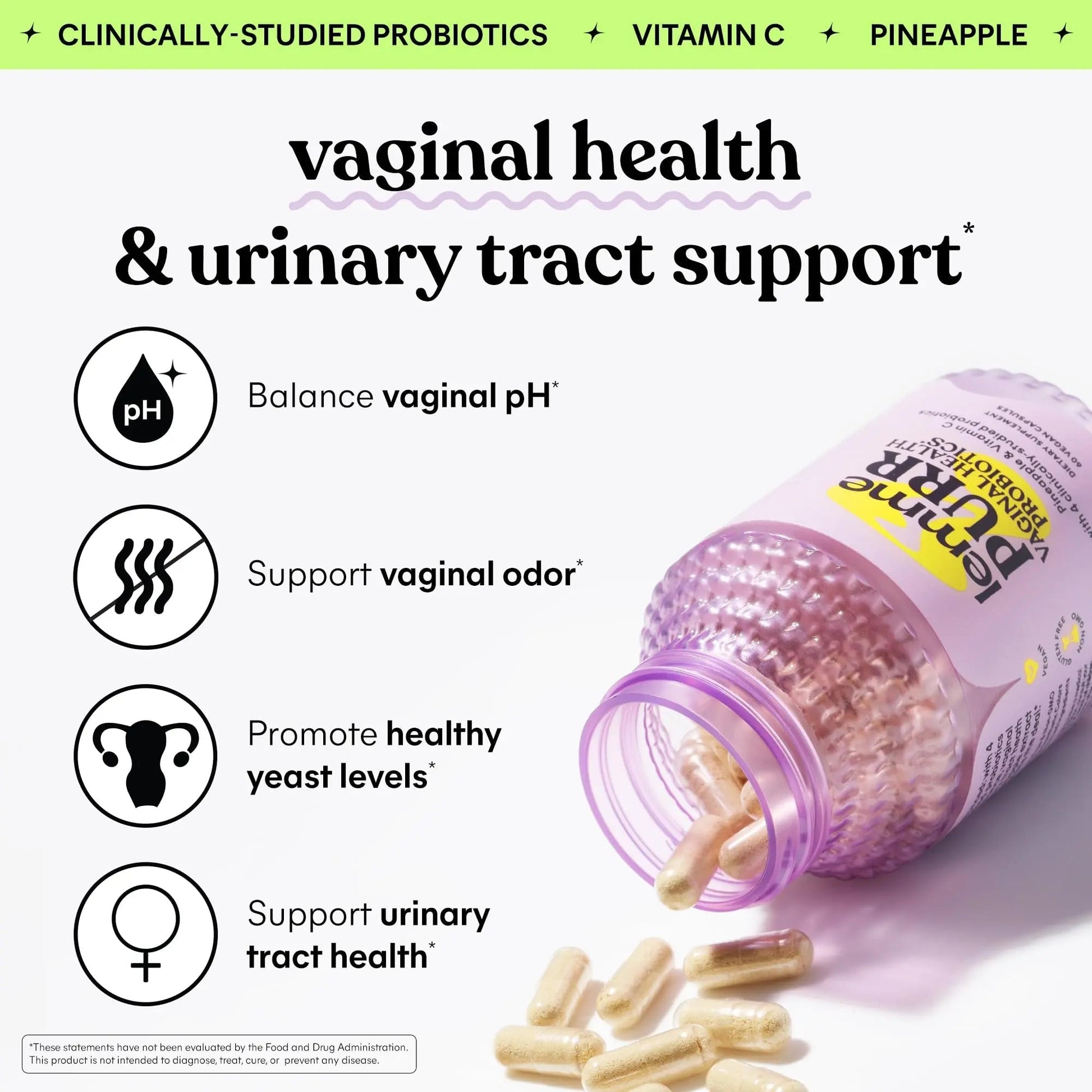 Lemme Purr Vaginal Probiotics for Women - Promotes pH Balance, Healthy Vaginal Odor & Urinary Tract Health w/Lactobacillus Blend, Clinically Tested Strains, Pineapple & Vitamin C - 60 Veggie Capsules Lemme buy supplements canada