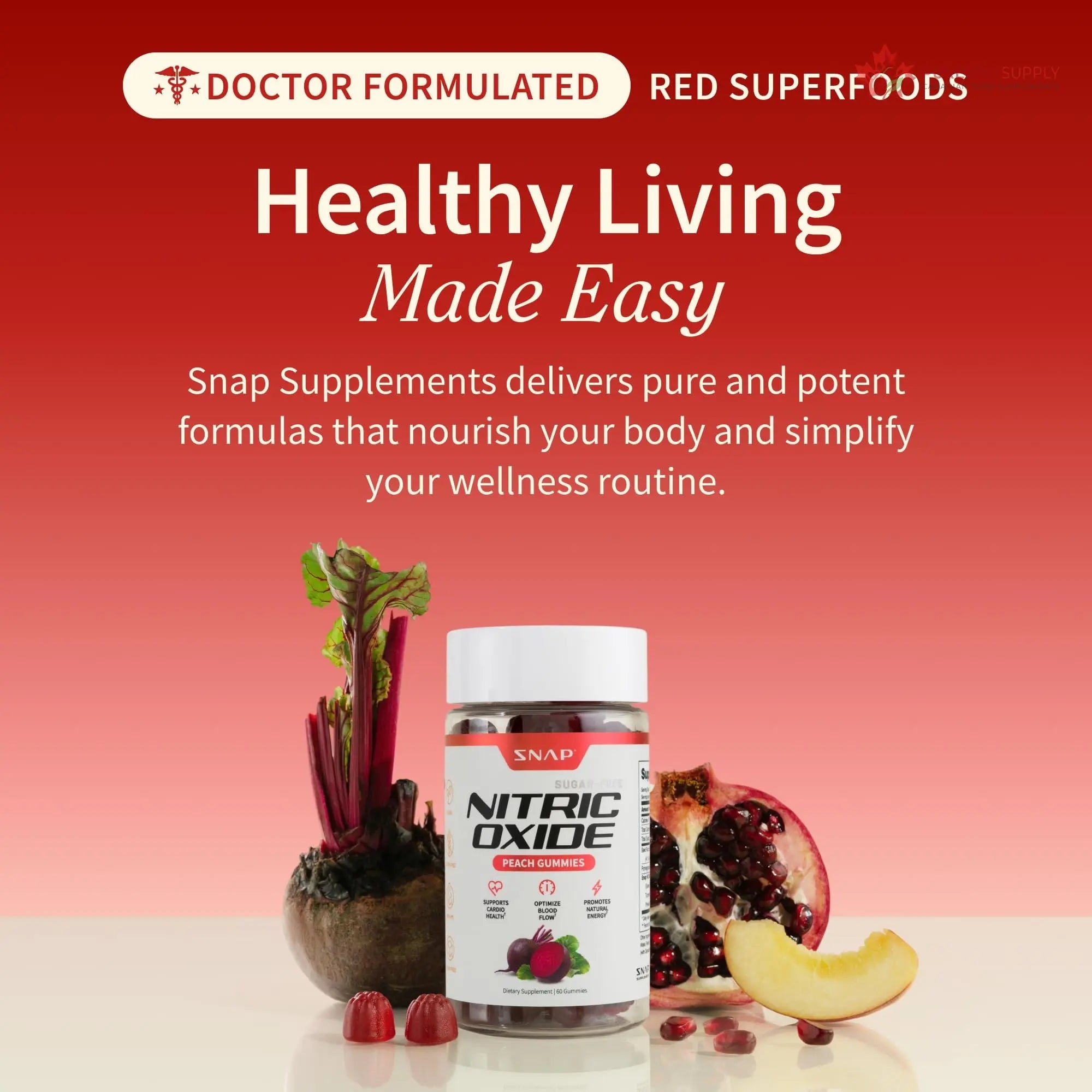 Snap Supplements Nitric Oxide Beet Root Gummies Supplement with Organic Beets - Energy & Circulation Support, 60 Sugar-Free Gummies (30 Servings, 1 Month Supply), Peach Snap Supplements buy supplements canada