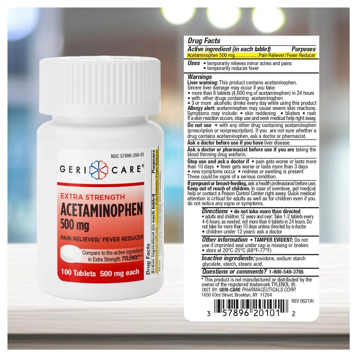 GeriCare Extra Strength Acetaminophen Pain Relief Fever Reducer Tablets, Strength 500mg Tablet | Joint, Muscle, Arthritis, Back Pain, Body Pain Relief, 100 Count (Pack of 2) GeriCare buy supplements canada
