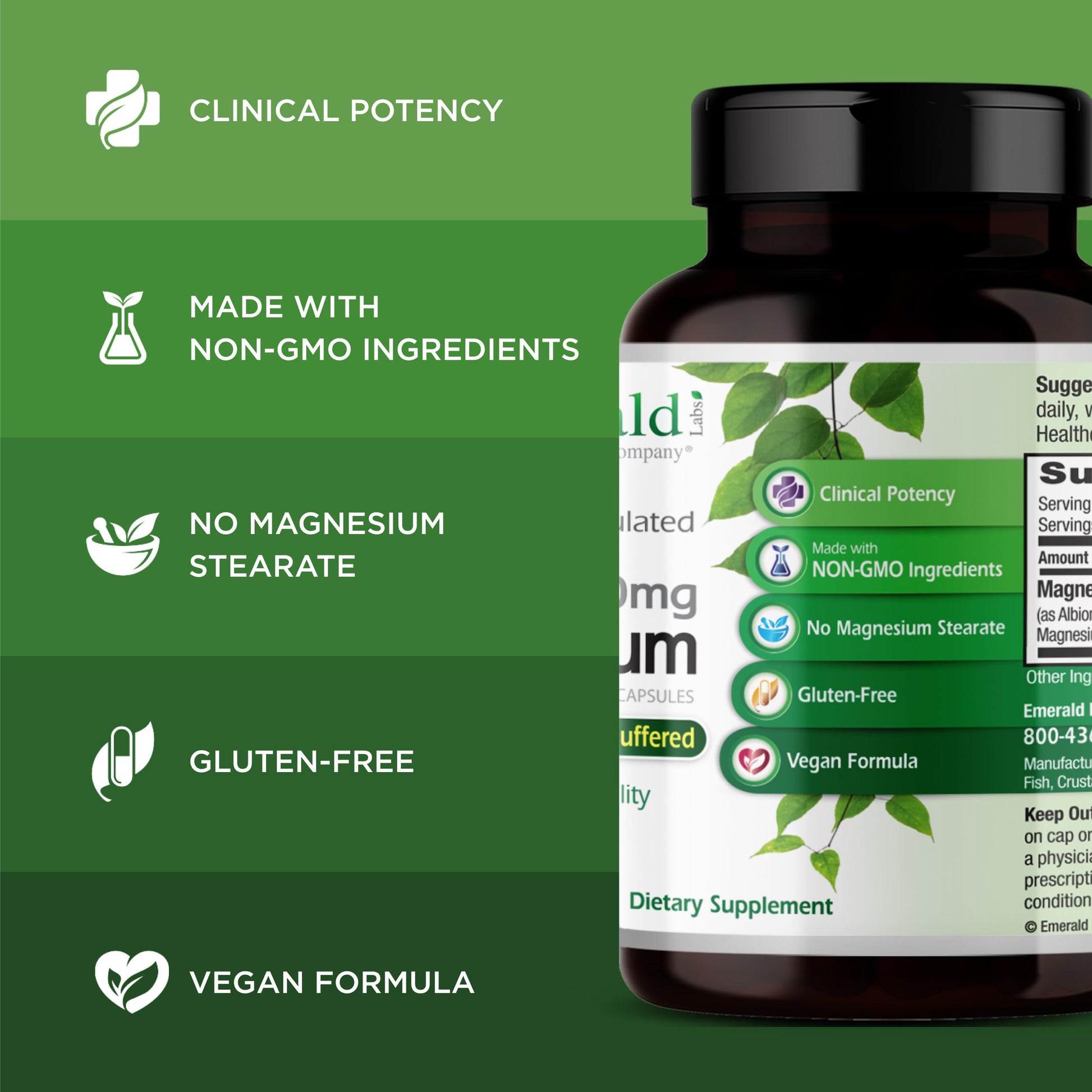 Emerald Labs Magnesium 400mg - Bone & Sleep Support with Albion Magnesium* - Vegan Friendly - 120 Vegetable Capsules (30-Day Supply) EMERALD LABS buy supplements canada