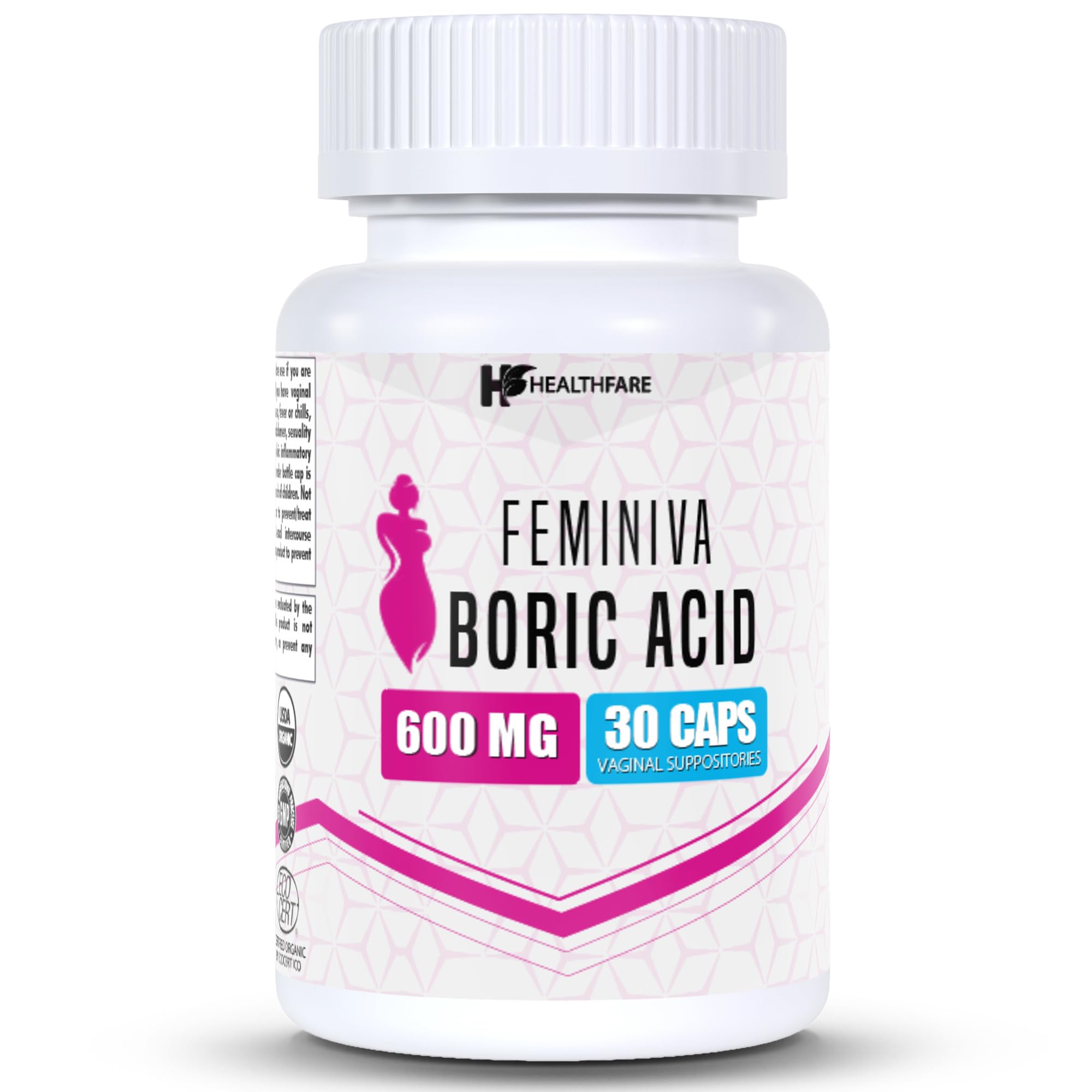 HealthFare Feminiva Boric Acid Vaginal Suppositories - 30 Count, 600mg, Intimate Health Support - 100% Healthfare buy supplements canada