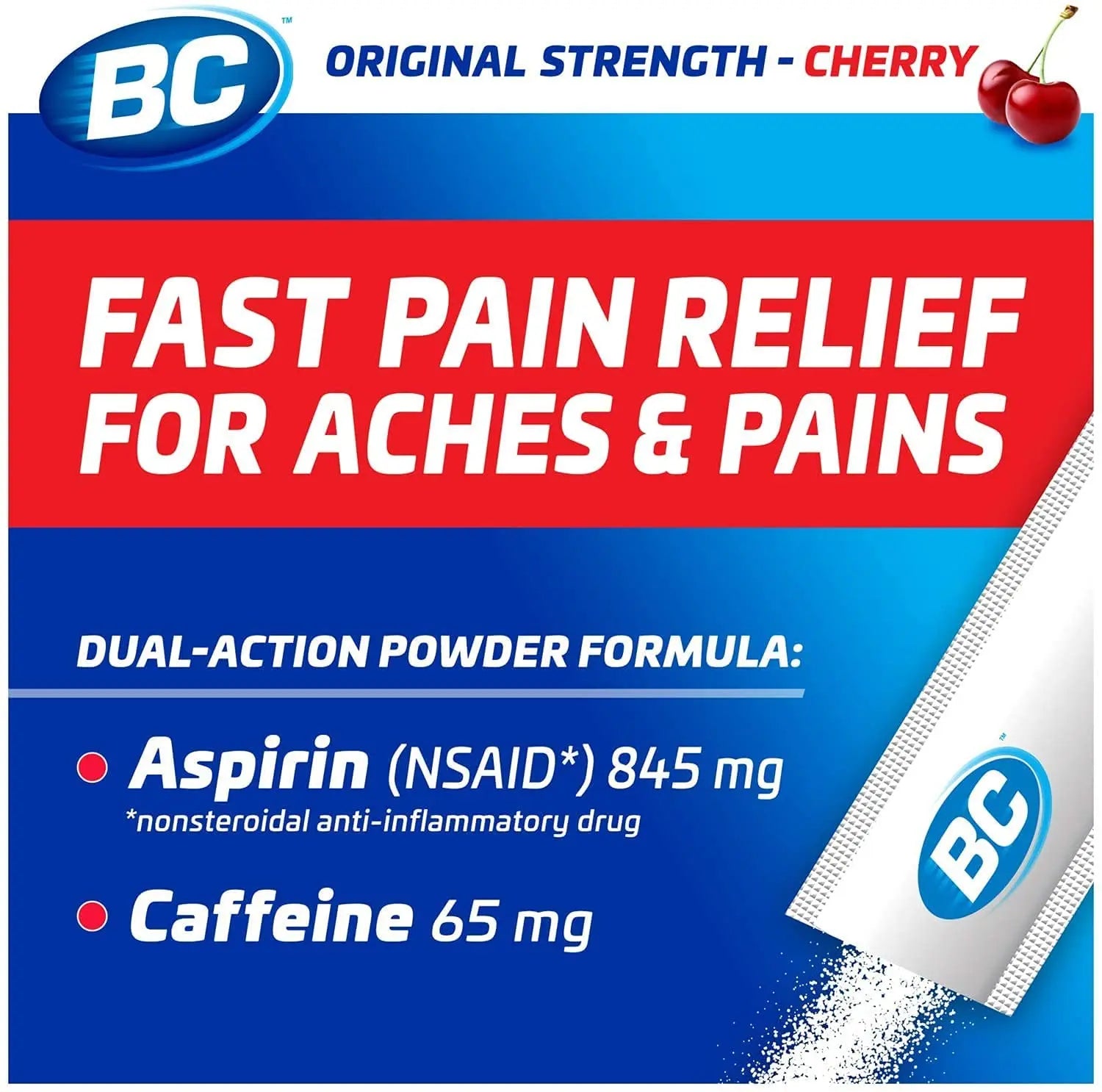 BC Powder Pain Reliever, Cherry Flavor Aspirin Dissolve Packs, 24 Count Powder Packets (6 Pack) BC buy supplements canada