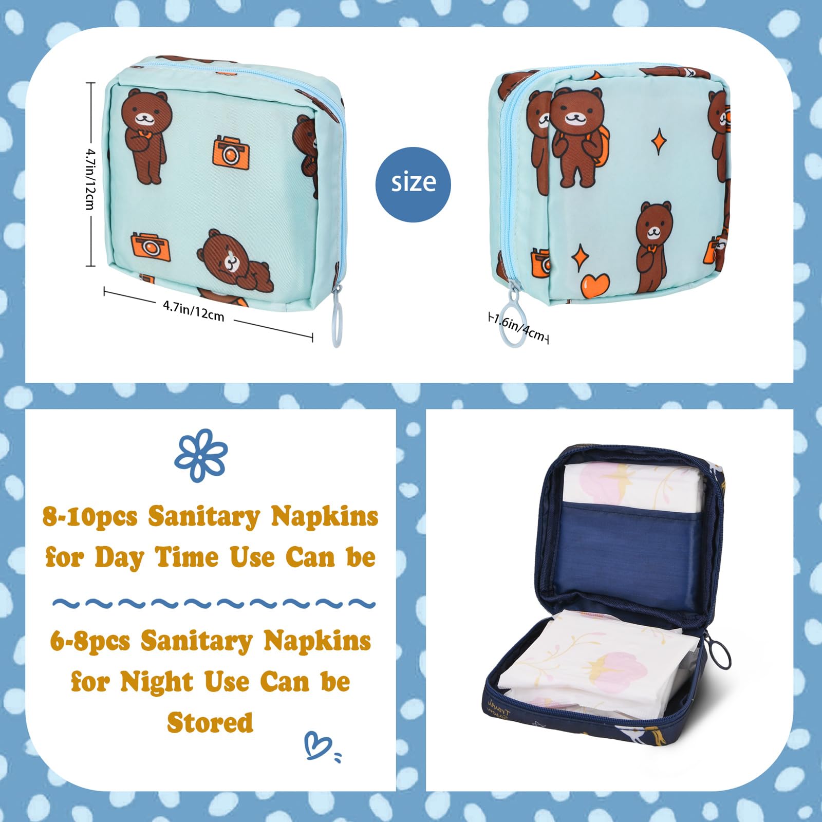 4Pcs Period Bag, Sanitary Pad Storage Bag Samll Period Pouch for Purse Cute Menstrual Period Bag Aster buy supplements canada
