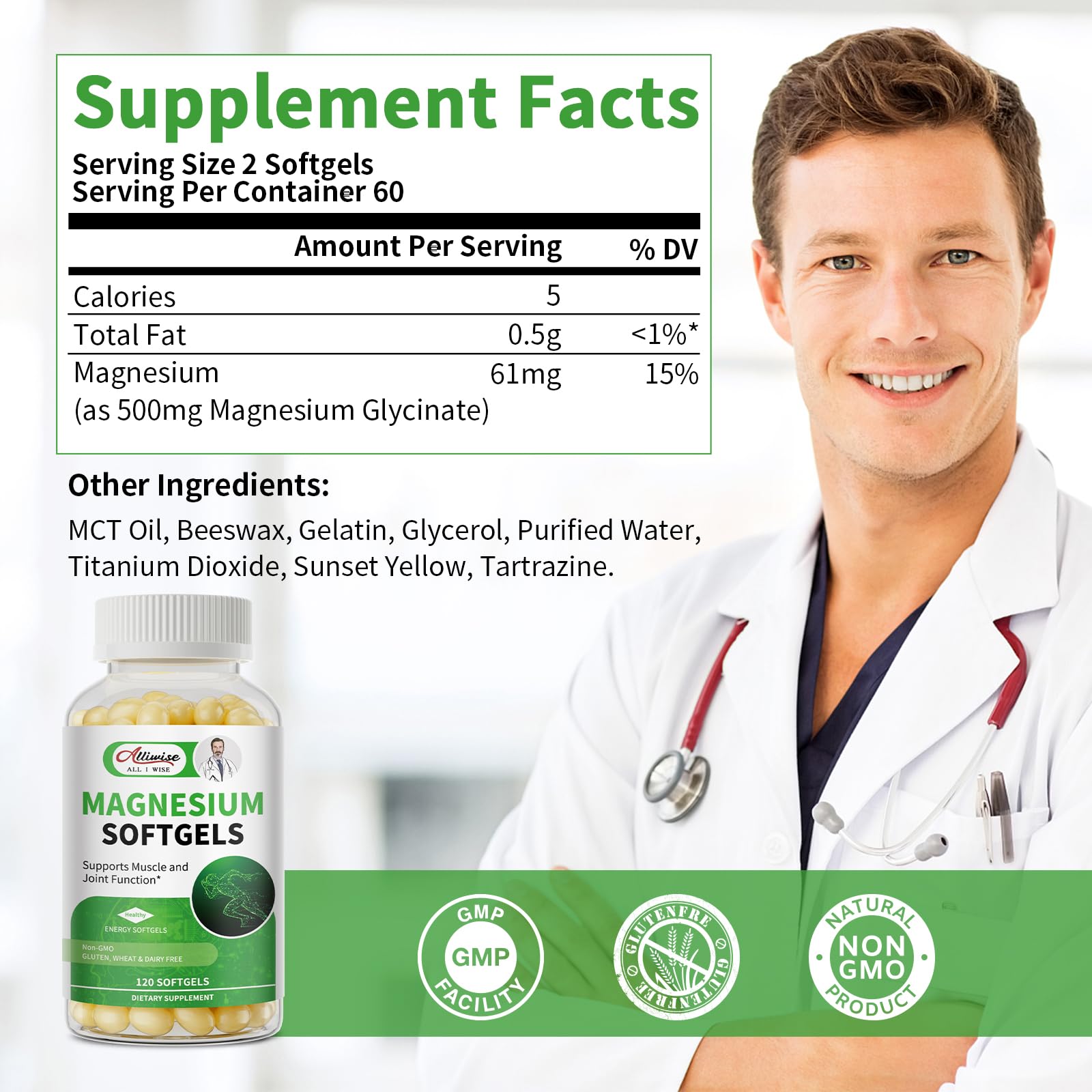Magnesium Glycinate 500mg Softgels Supplement, Small Easy to Swallow Magnesium Gelcaps High Absorption for Night Leg&Sleep Support, Muscle&Bone, Calm, Non GMO, 120 Gelcaps, 60 Day Supply Alliwise buy supplements canada