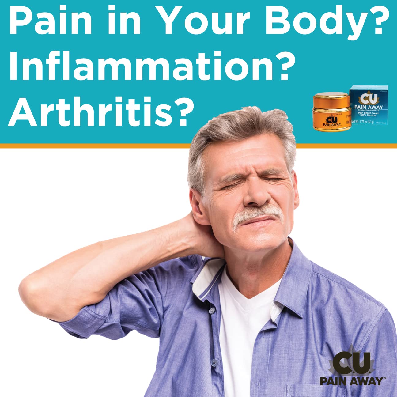Arthritis Pain Relief Cream - C.U. Pain Away. Reduce Inflammation, Improve Mobility, Rapid Relief. Effective Muscle and Joint Pain Relief. All-Natural Ingredients. C.U. Pain Away buy supplements canada