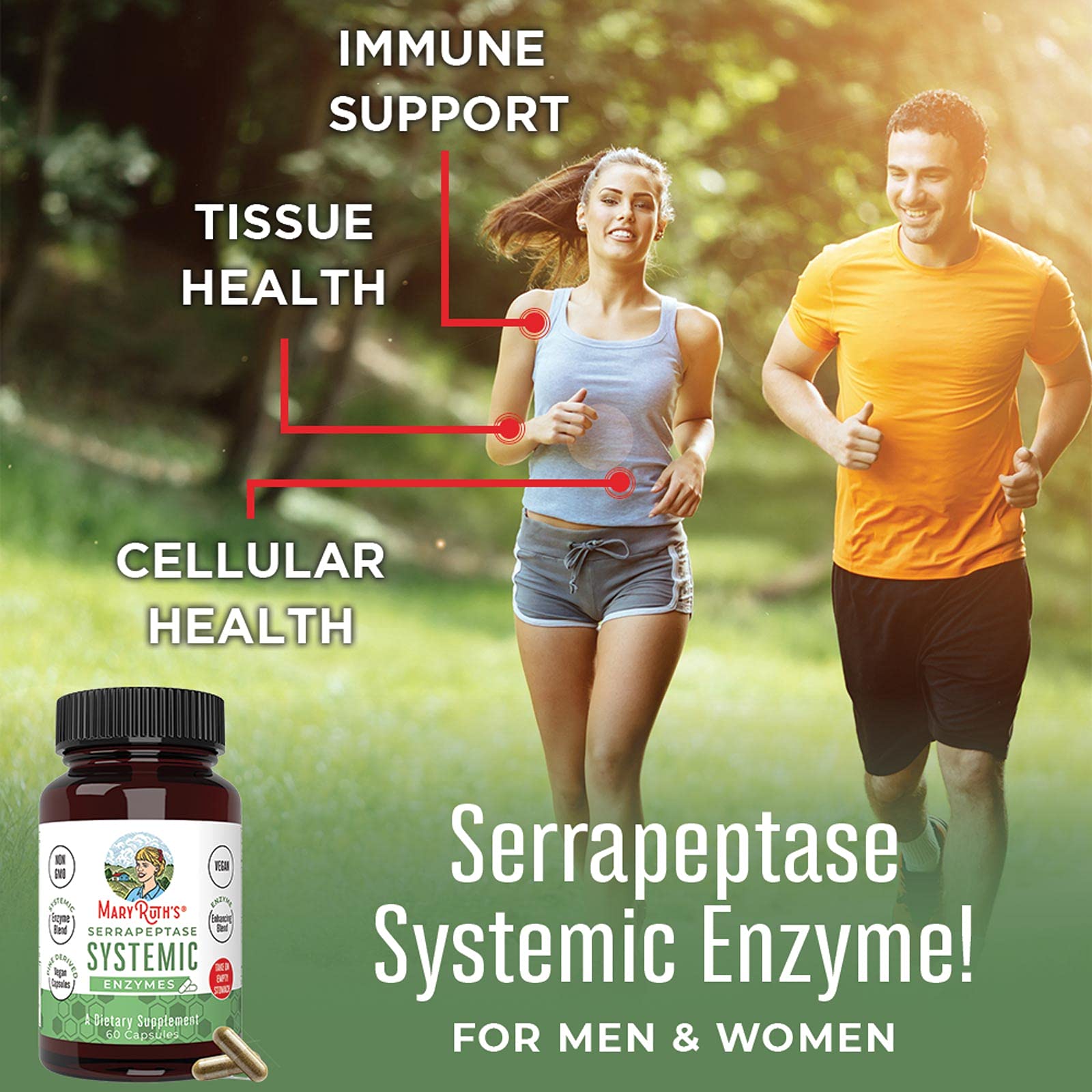 MaryRuth Organics Serrapeptase Enzymes Capsules | Up to 2 Month Supply | Enzyme Supplement for High Potency Sinus Relief Pills| Tissue Health and Cellular Health | Vegan | Gluten Free | 60 Count MARYRUTH'S buy supplements canada