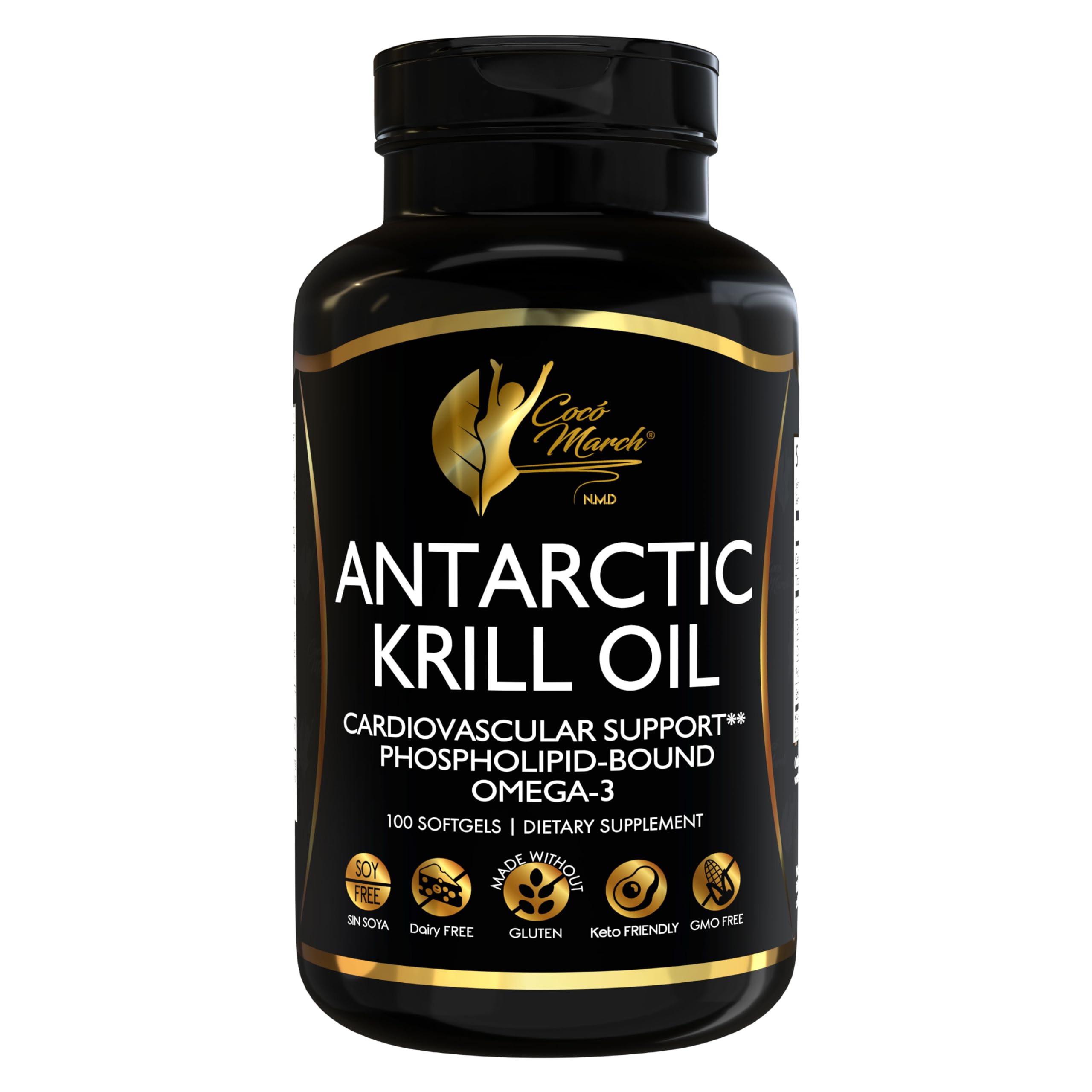 Cocó March N.M.D Pure Antarctic Krill Oil 1000mg – Omega 3 Fish Oil Supplement with EPA, DHA, Choline & Astaxanthin – Fast Absorption, Immune, Heart & Joint Support for Men & Women – 100 Softgels Cocó March N.M.D buy supplements canada