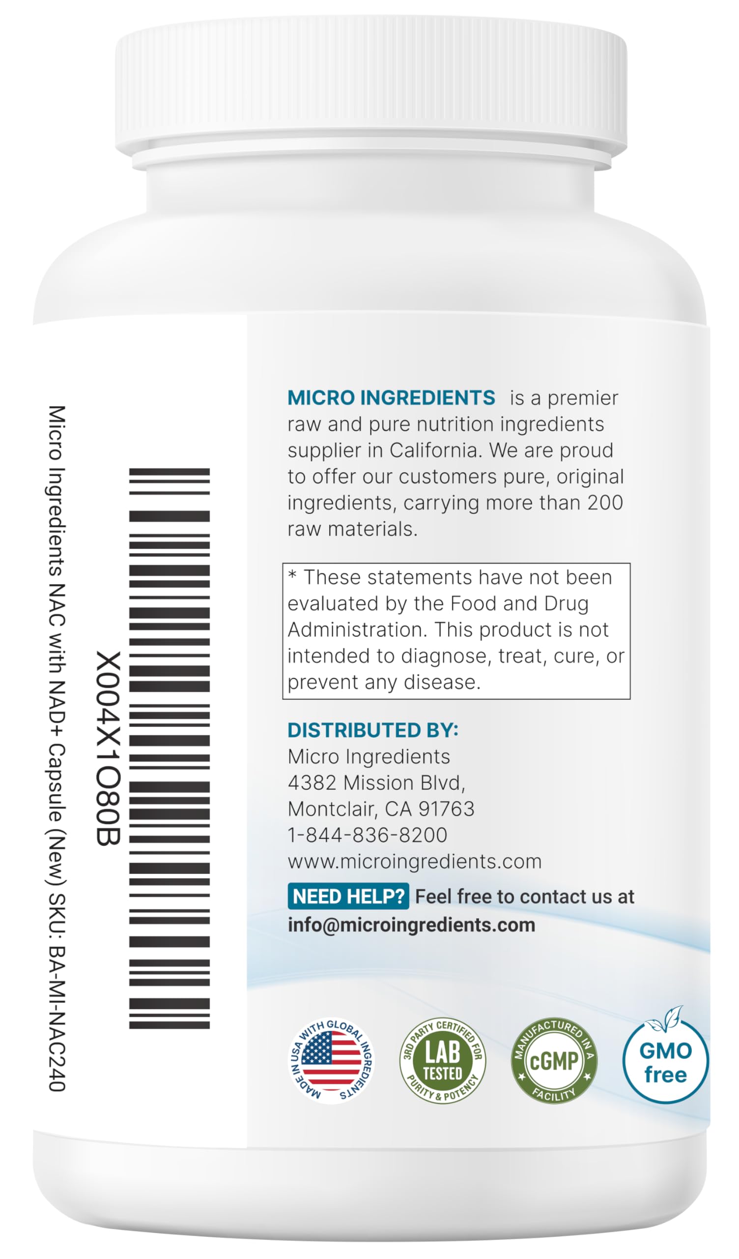 Micro Ingredients NAC with NAD+, 240 Vegetarian Capsules | 1,200 mg Per Serving | 2-in-1 N-Acetyl-L-Cysteine with Nicotinamide Adenine Dinucleotide Micro Ingredients buy supplements canada