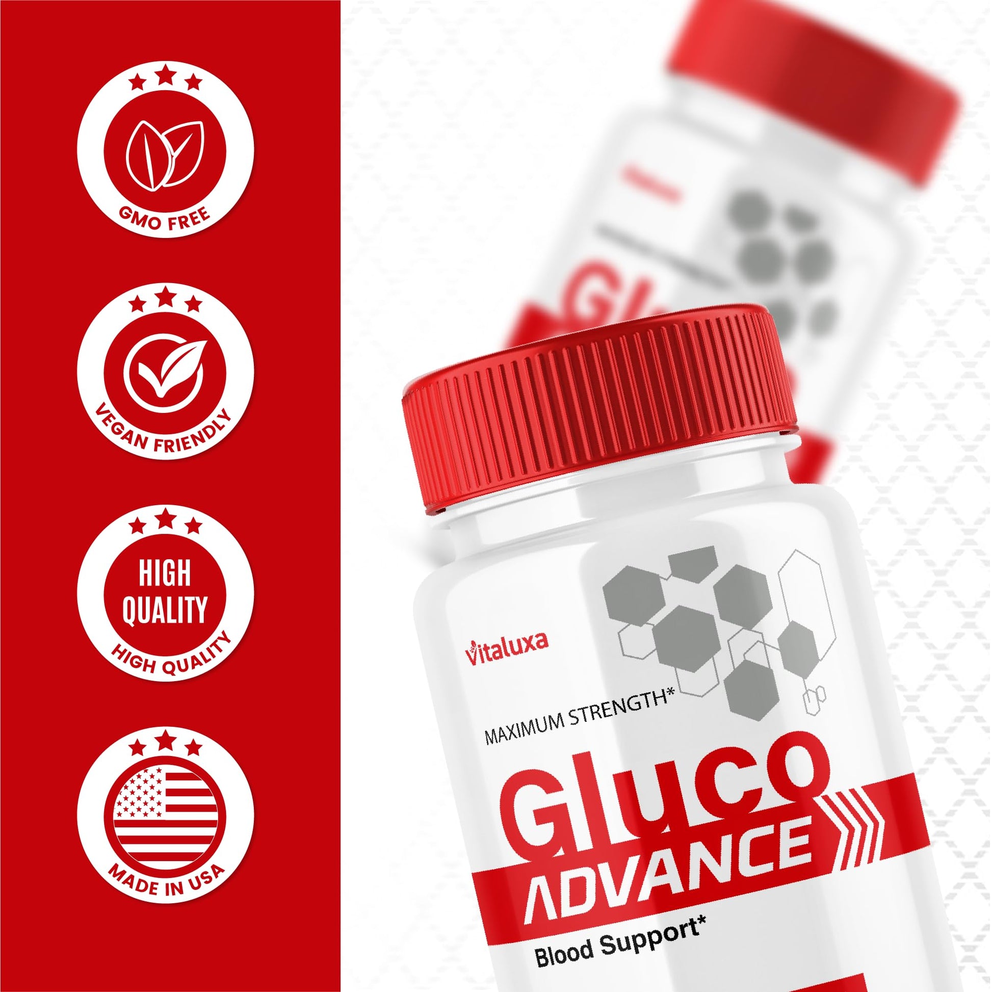 Gluco Advance Capsules, Gluco Advanced Blood Support Supplement GlucoAdvance Pills for Joints, GlucoseAdvance Premium Blend Flow Balance All Natural Formula Overall Health Wellness (60 Capsules) Vitaluxa buy supplements canada