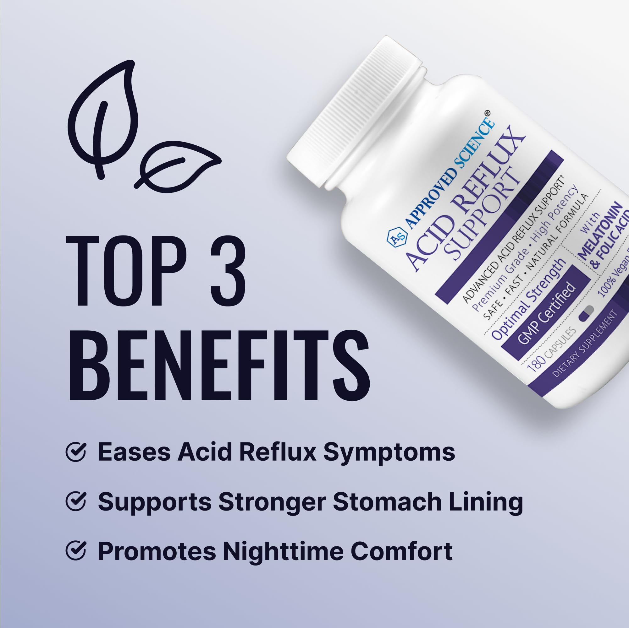 Approved Science® Acid Reflux Support - with Melatonin, Marshmallow Root, L-Taurine -180 Capsules - Vegan Approved Science buy supplements canada