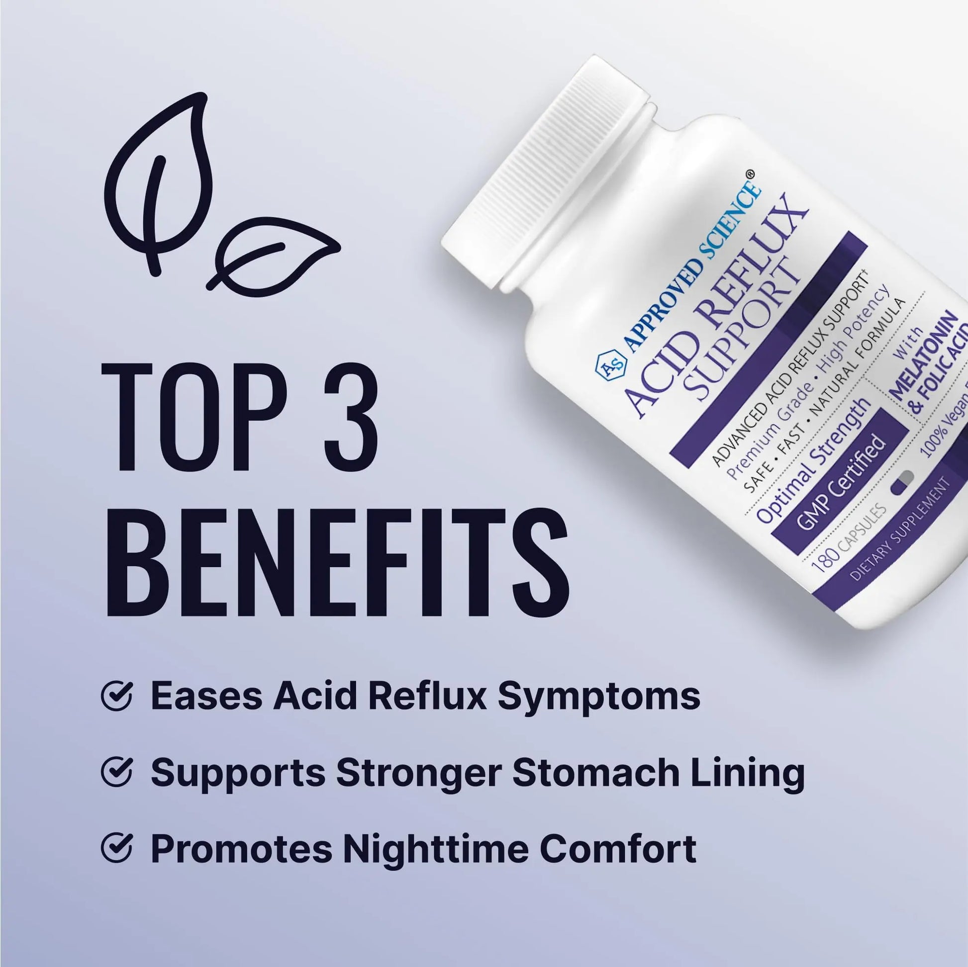 Approved Science® Acid Reflux Support - with Melatonin, Marshmallow Root, L-Taurine -180 Capsules - Vegan Approved Science buy supplements canada