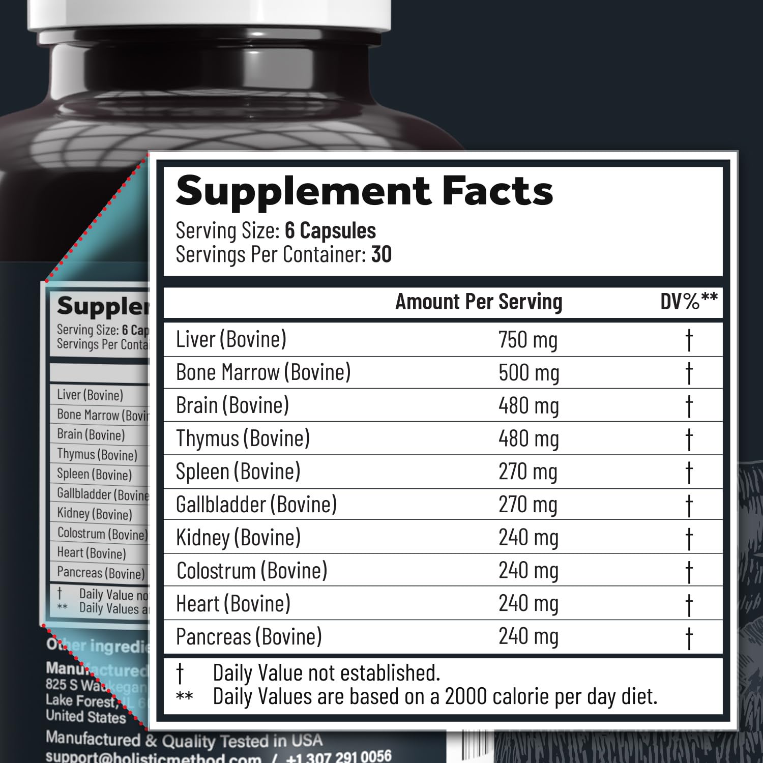 Beef Organ Supplement Complex - 10 Carnivore Grass Fed Proprietary Blend of Liver, Marrow, Brain, Thymus, Spleen, Kidney, Colostrum, Heart, Pancreas, Gallbladder - 180 Caps Carnivore Method buy supplements canada