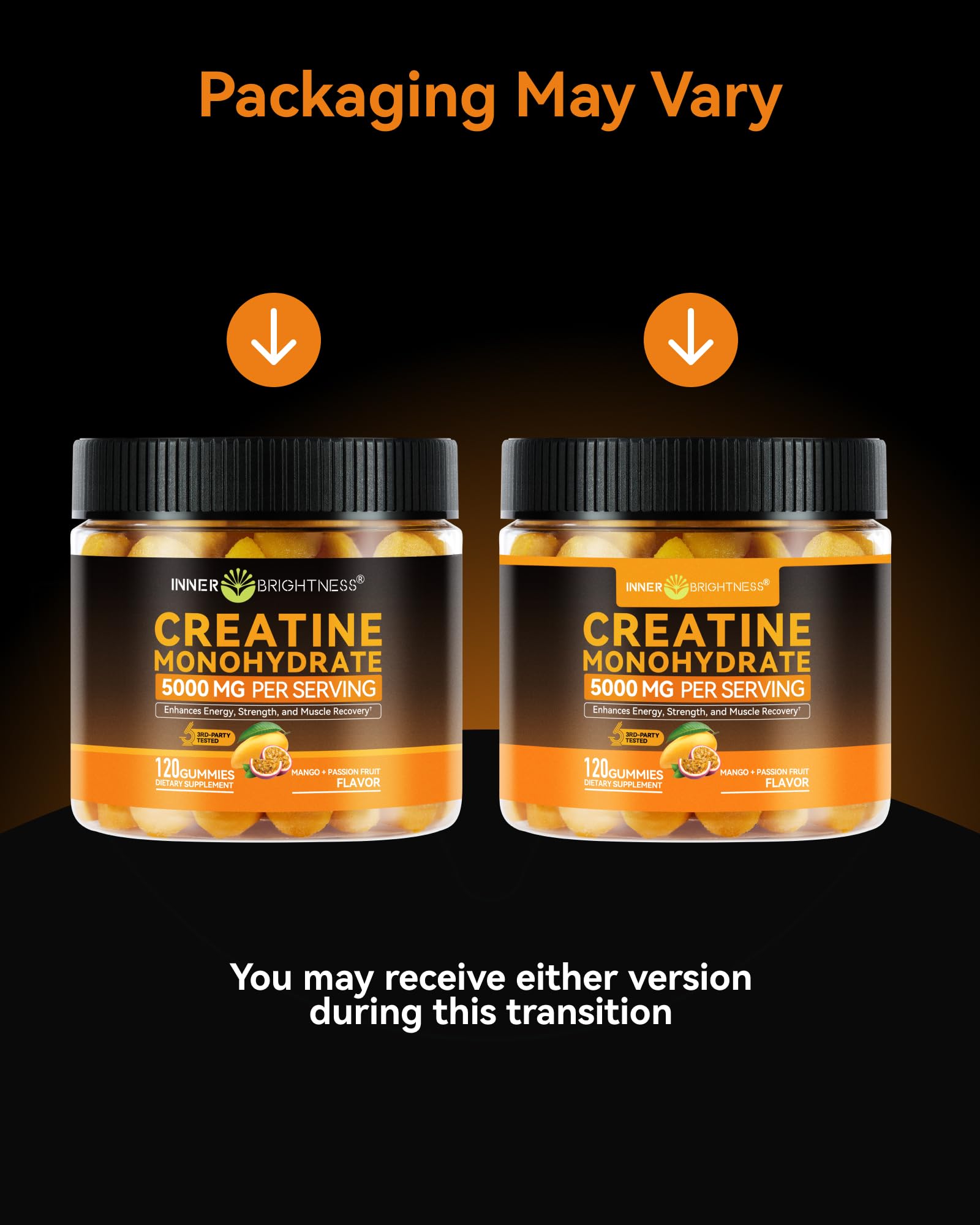 Inner Brightness Creatine Monohydrate Gummies for Men & Women 5000 mg, 3rd Party Tested, Creatine Chews for Muscle Growth, Strength & Energy Support, Sugar Free, Vegan, 120 Count, Mango Passionfruit Inner Brightness buy supplements canada