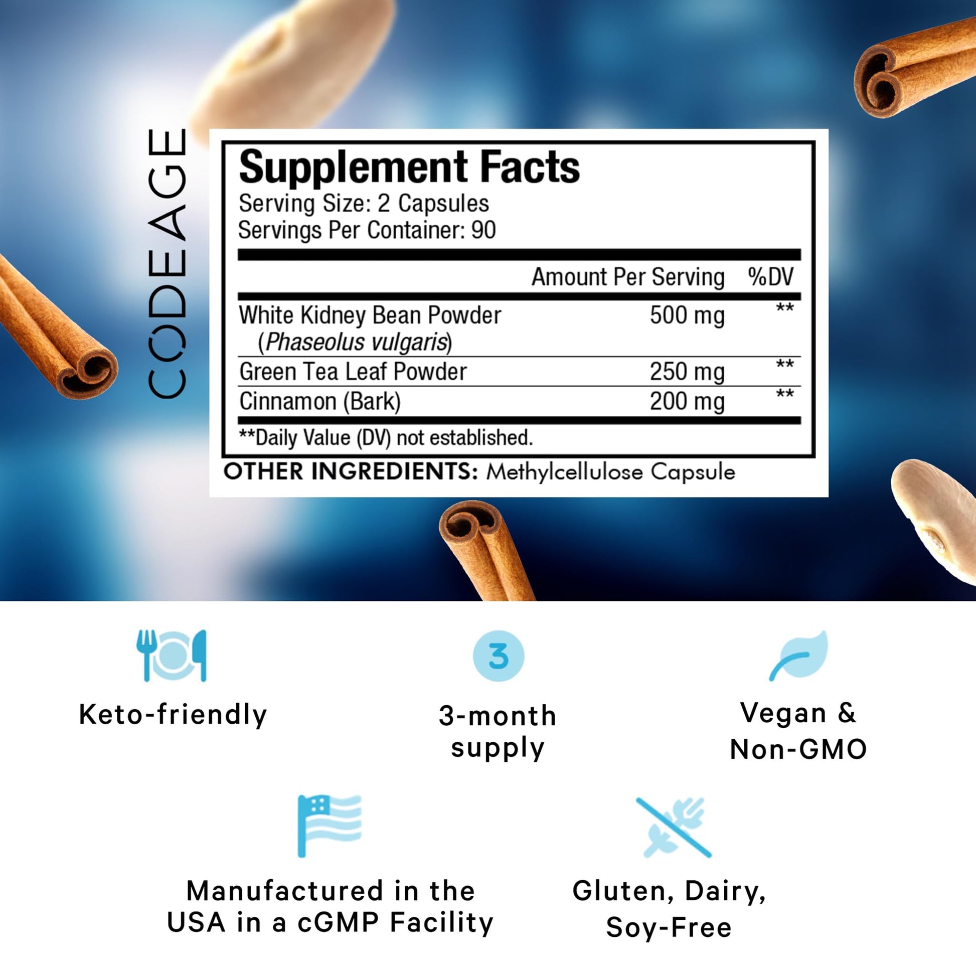 Codeage Keto Carb, White Kidney Bean, Green Tea & Cinnamon Bark Supplement, Triple Action Keto Cheat Vegan Pills, Ketogenic, Low Carb Diet Sugar, 3 Months Supply, Non-GMO, Gluten-Free, 180 Capsules Codeage buy supplements canada