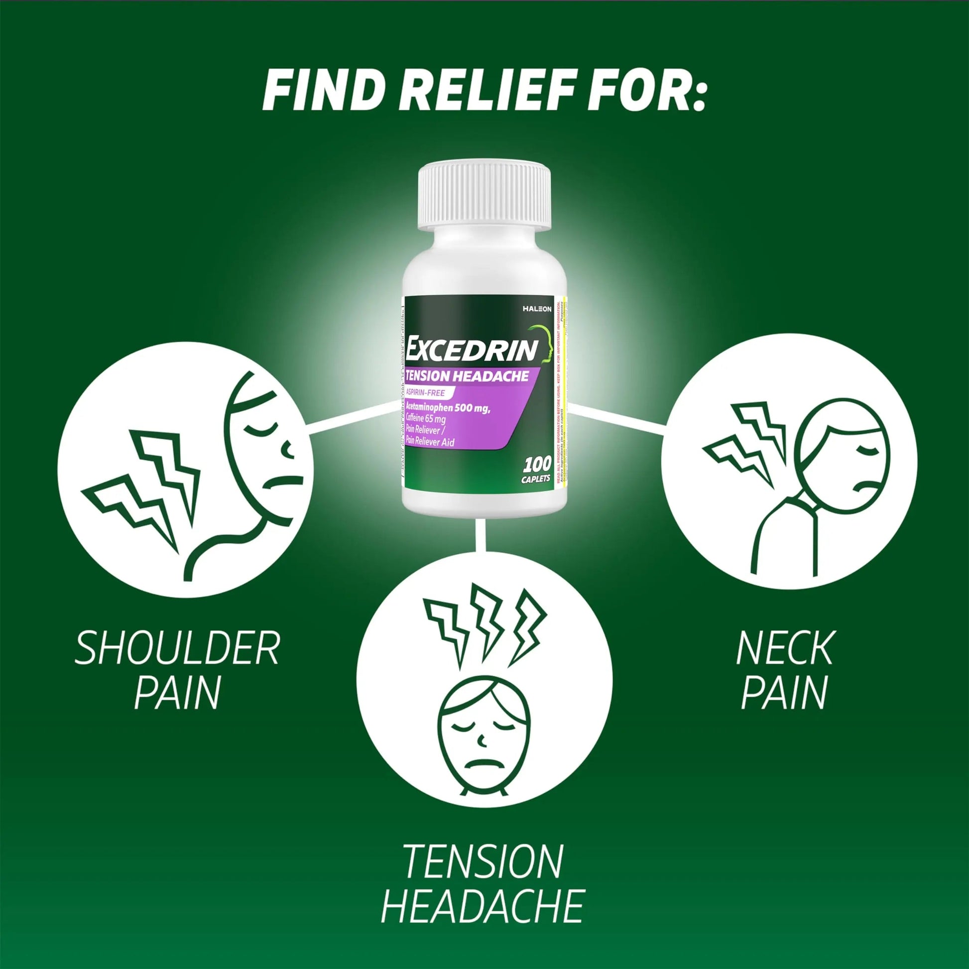 Excedrin Tension Headache Relief Caplets, Acetaminophen 500mg, Caffeine 65mg, Pain Reliever, Aspirin-Free, 100 Count Excedrin buy supplements canada