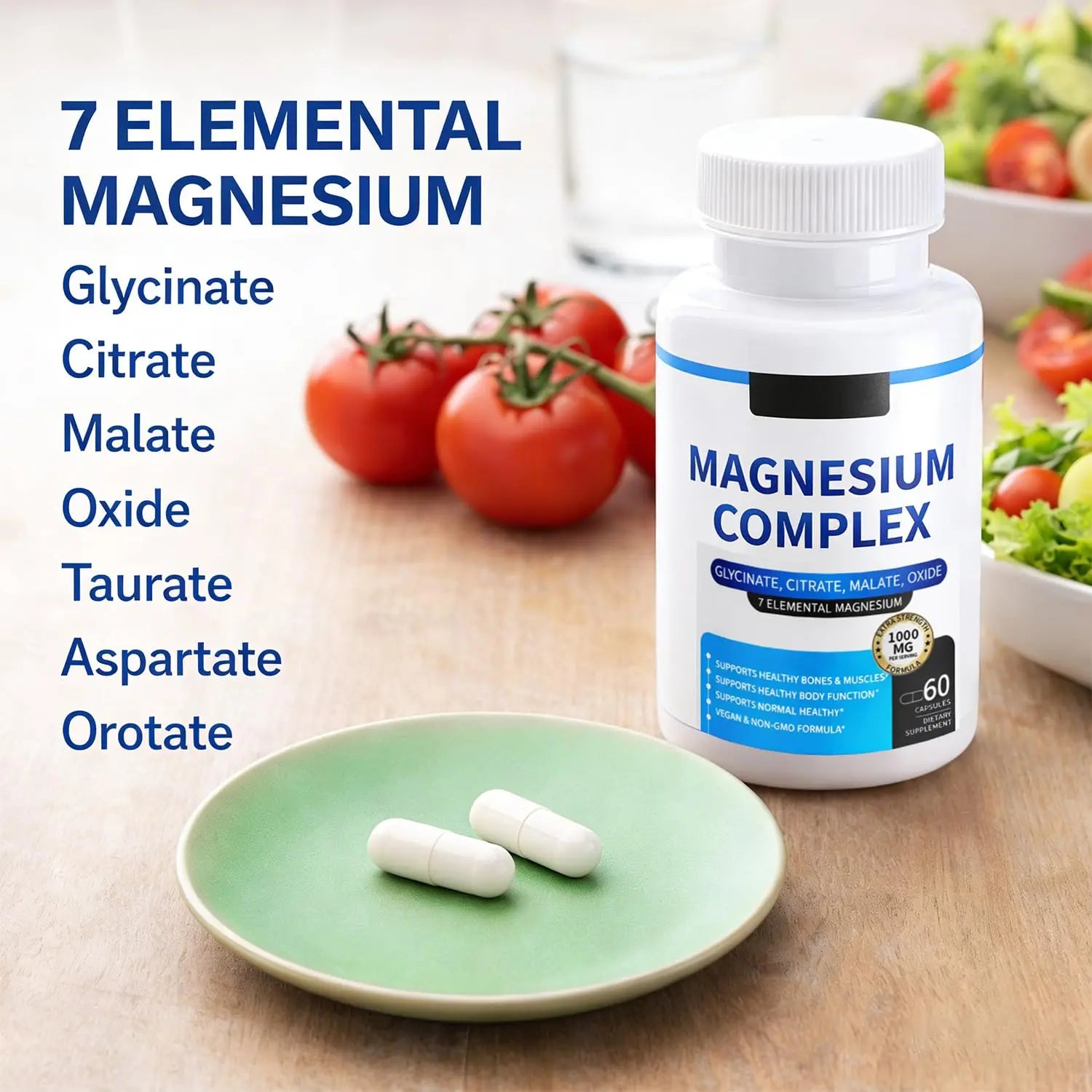 Magnesium Complex for Women & Men 1000mg — 7-in-1 Magnesium (Glycinate, Citrate & Malate) for Sleep Support, Stress Relief, Muscle Recovery — Vegan, 60 Capsules ElixAid buy supplements canada