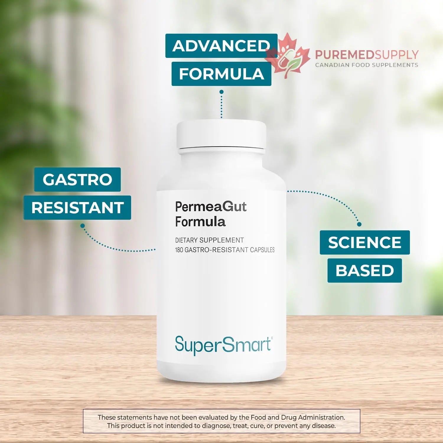 Supersmart PermeaGut Formula (High Potency) - with L-Glutamine, ButiShield Calcium Butyrate, Zinc-L-Carnosine - Gut Barrier Support | Vegan & Gluten Free - 180 Gastro-Resistant Capsules Supersmart buy supplements canada