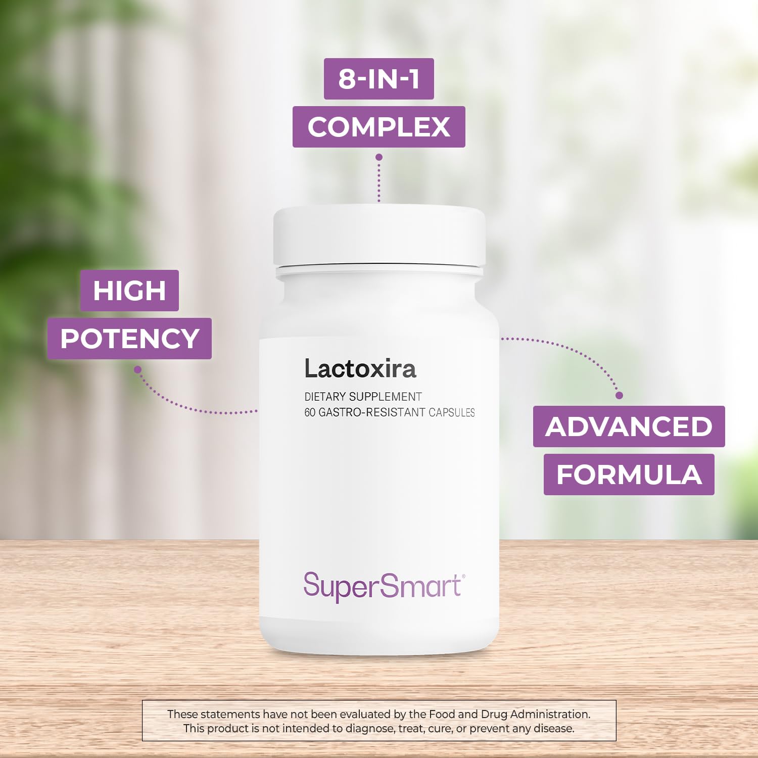 Supersmart - Lactoxira (High Potency) - 8-in-1 Probiotic Complex Supplement - Advanced Formula for Women & Men - with Lactobacillus Casei, Brevis | Non-GMO & Gluten Free - 60 DR Capsules Supersmart buy supplements canada