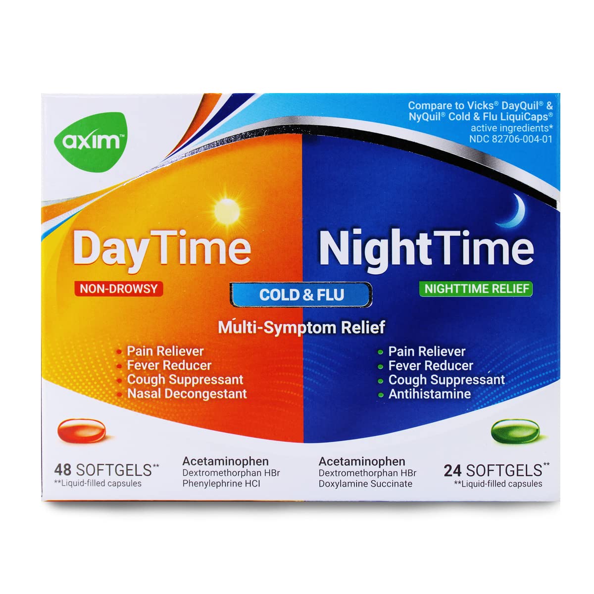 AXIM Day & Night 325-15-5-6.25 mg x 72 softgels AXIM buy supplements canada