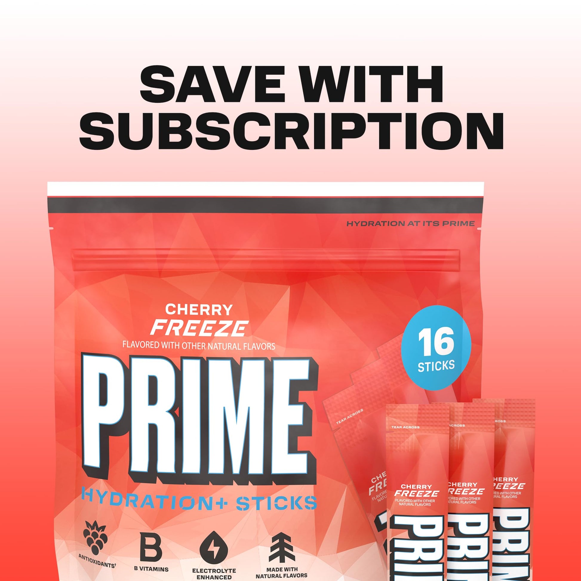 PRIME HYDRATION+ Electrolyte Powder Sticks, Cherry Freeze, Sugar Free Hydration Drink Mix with Potassium, Magnesium & B Vitamins PRIME HYDRATION buy supplements canada