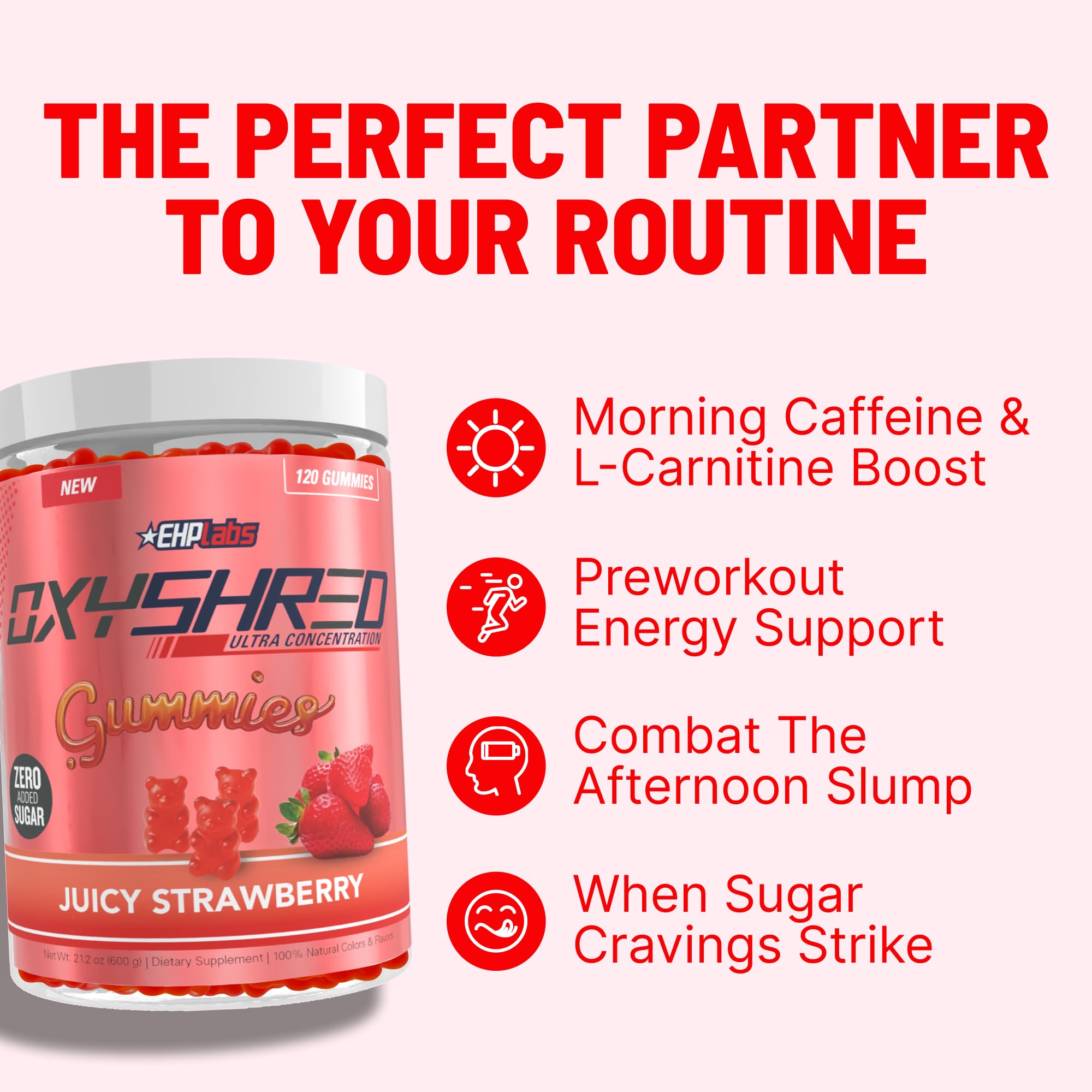 EHP Labs OxyShred Gummies - Pre Workout Gummies & Energy Chews with 100mg Caffeine, L-Carnitine for Thermo & Metabolic Support, All Natural Energy Boost EHP Labs buy supplements canada