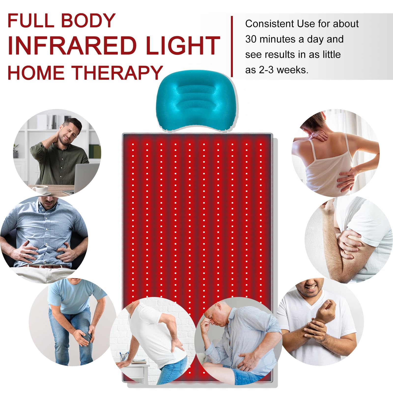 Red Light Therapy Pad 38 * 23.6 in - Red Light Therapy Body, 400 LEDs Using 660nm Red Light Rutollmit buy supplements canada