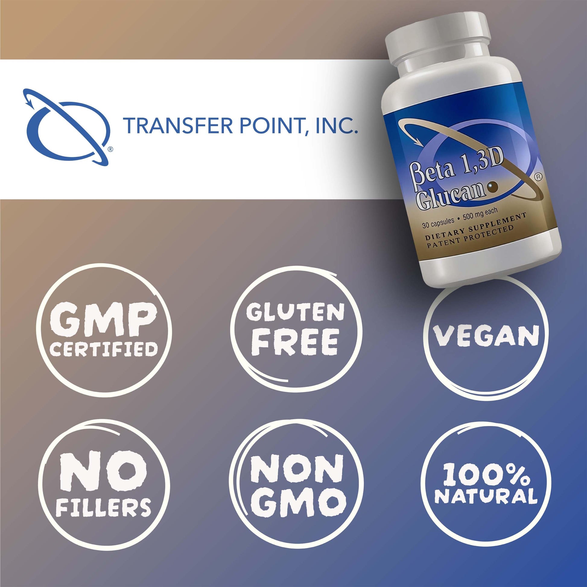 Transfer Point Immune Support Supplement Highly Purified Beta Glucan 500 mg per Capsule (b-glucan Fiber) (Pack of 1) Transfer Point buy supplements canada