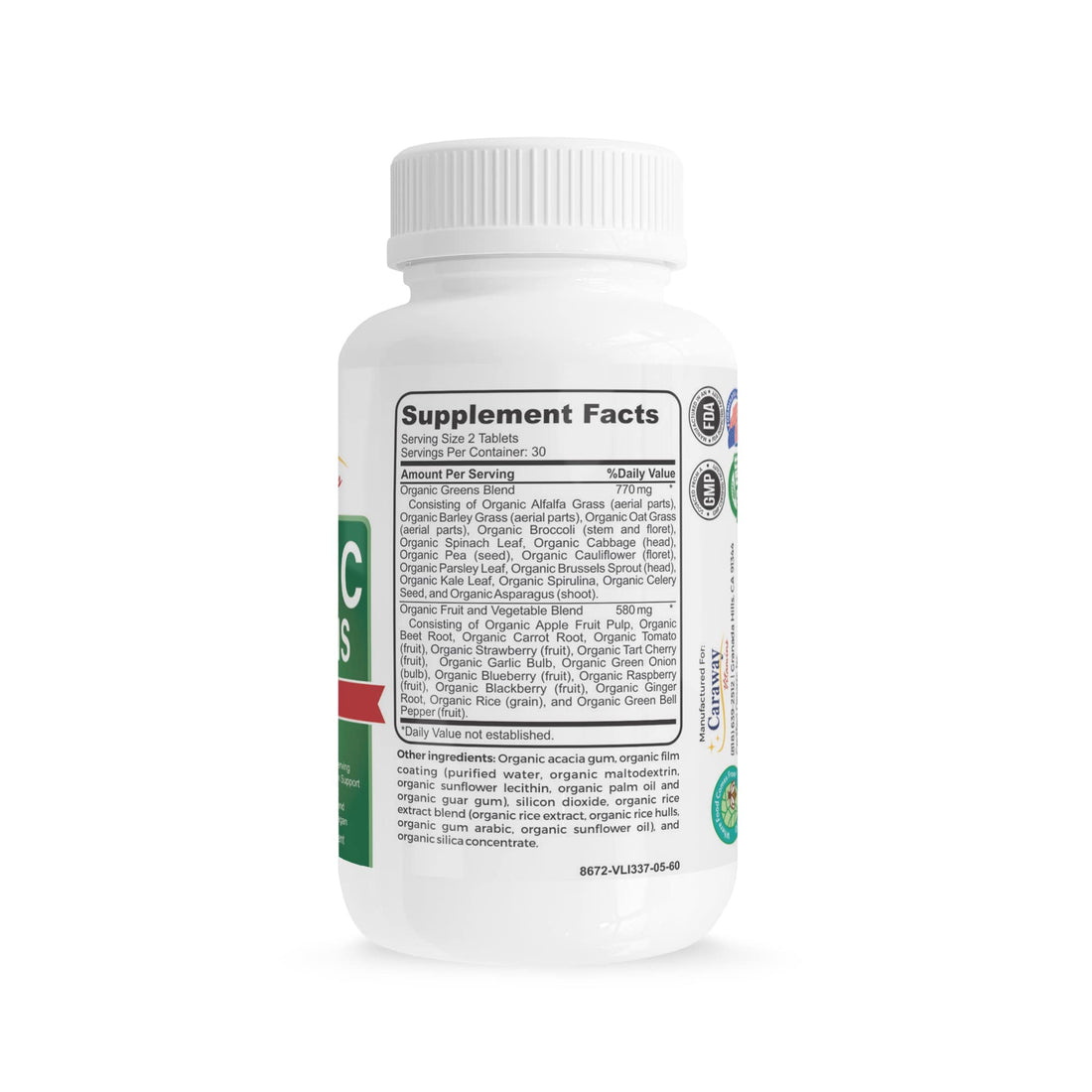 Organic Superfoods Vitamins Super Greens Complex by Caraway Vitamins 1,350 mg per Serving 28 Fruits Vegetables Greens 60 Count Tablets Non-GMO Natural for Men & Women Caraway Vitamins buy supplements canada