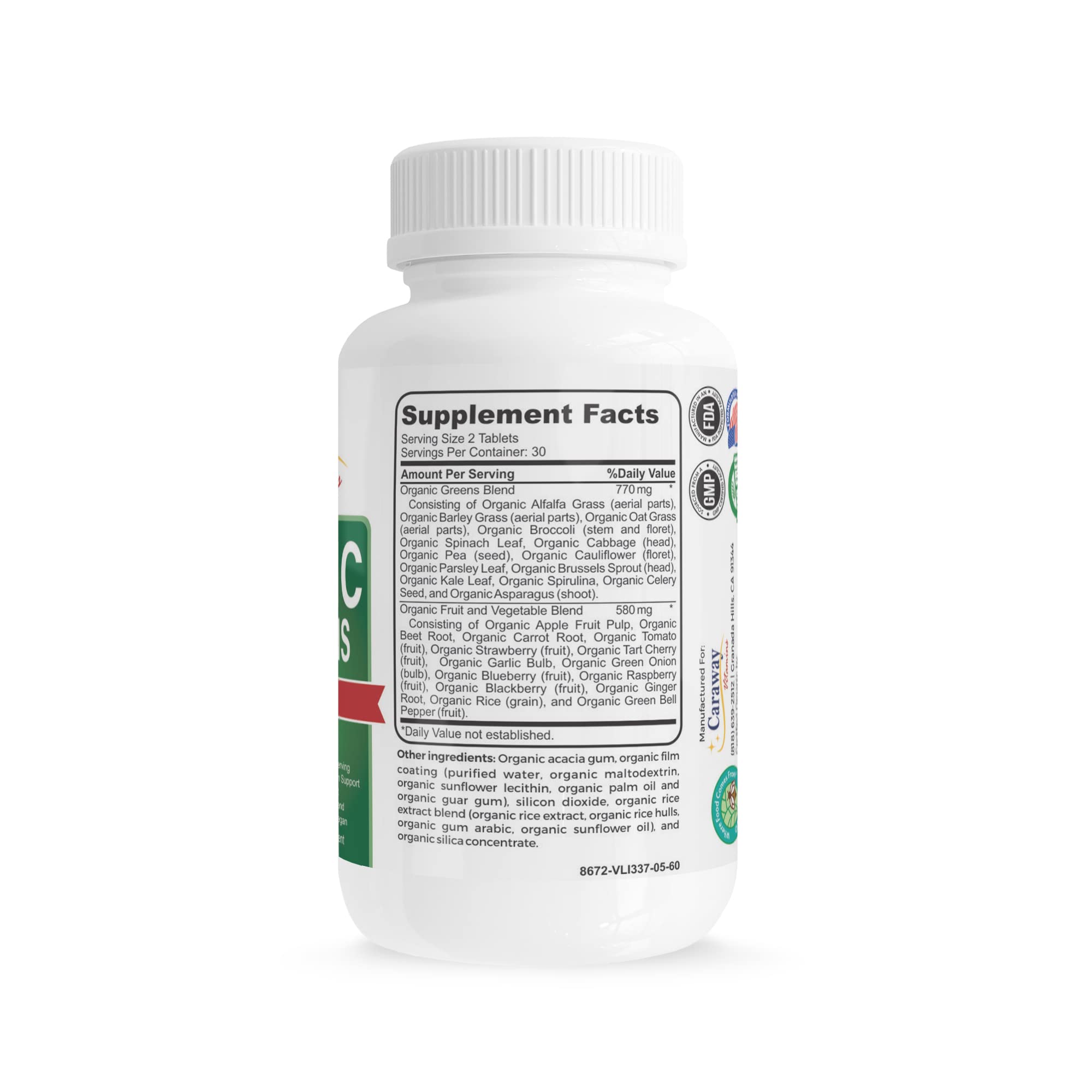 Organic Superfoods Vitamins Super Greens Complex by Caraway Vitamins 1,350 mg per Serving 28 Fruits Vegetables Greens 60 Count Tablets Non-GMO Natural for Men & Women Caraway Vitamins buy supplements canada