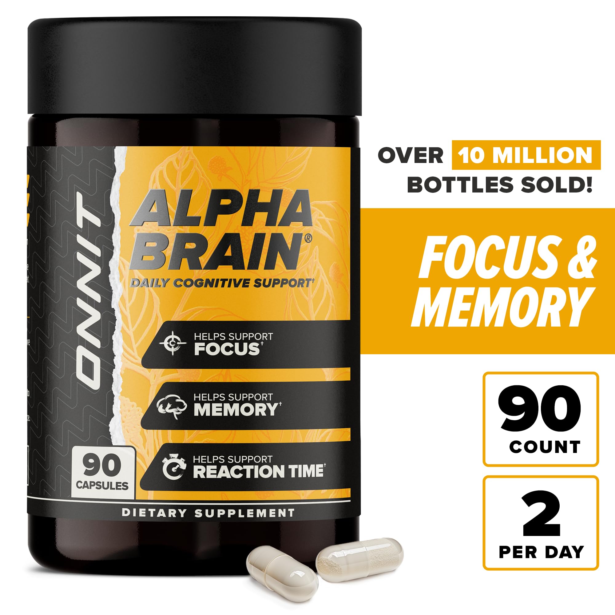 ONNIT Alpha Brain Nootropic Brain Supplement for Men and Women, IGEN Non-GMO Tested, Memory, Mental Clarity, Cognitive Support and Focus Capsules with L-Theanine and Vitamin B6 (90 Count) ONNIT buy supplements canada