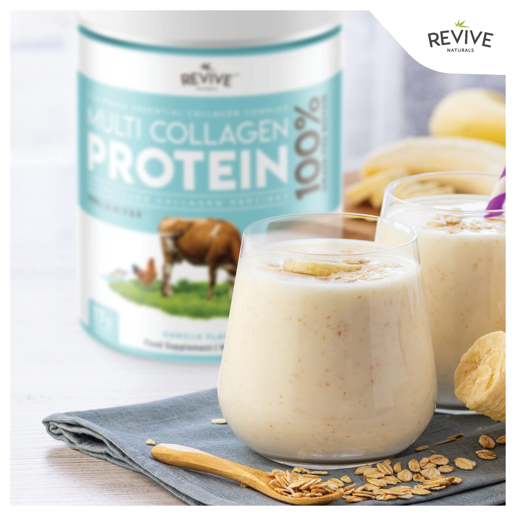 Vanilla Multi Collagen Protein Powder - 400g - Unsweetened - 5 Types of Collagen Peptides Revive Naturals buy supplements canada