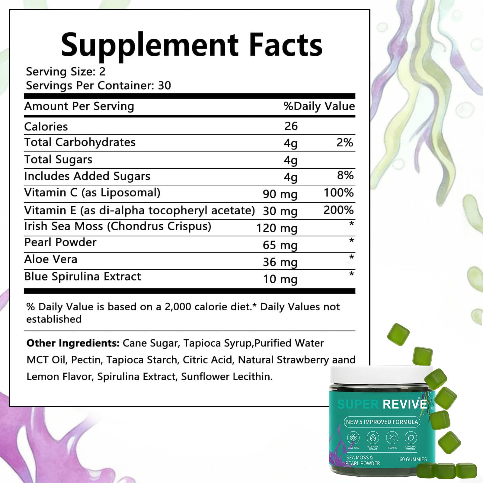 caicieter Super Revive Gummies for Hair Loss - Sea Moss Gummies with Vitamin C, E, Aloe Vera & Pearl Powder Glow, Promotes Thicker, Fuller & Stronger Hair - 60 Count caicieter buy supplements canada
