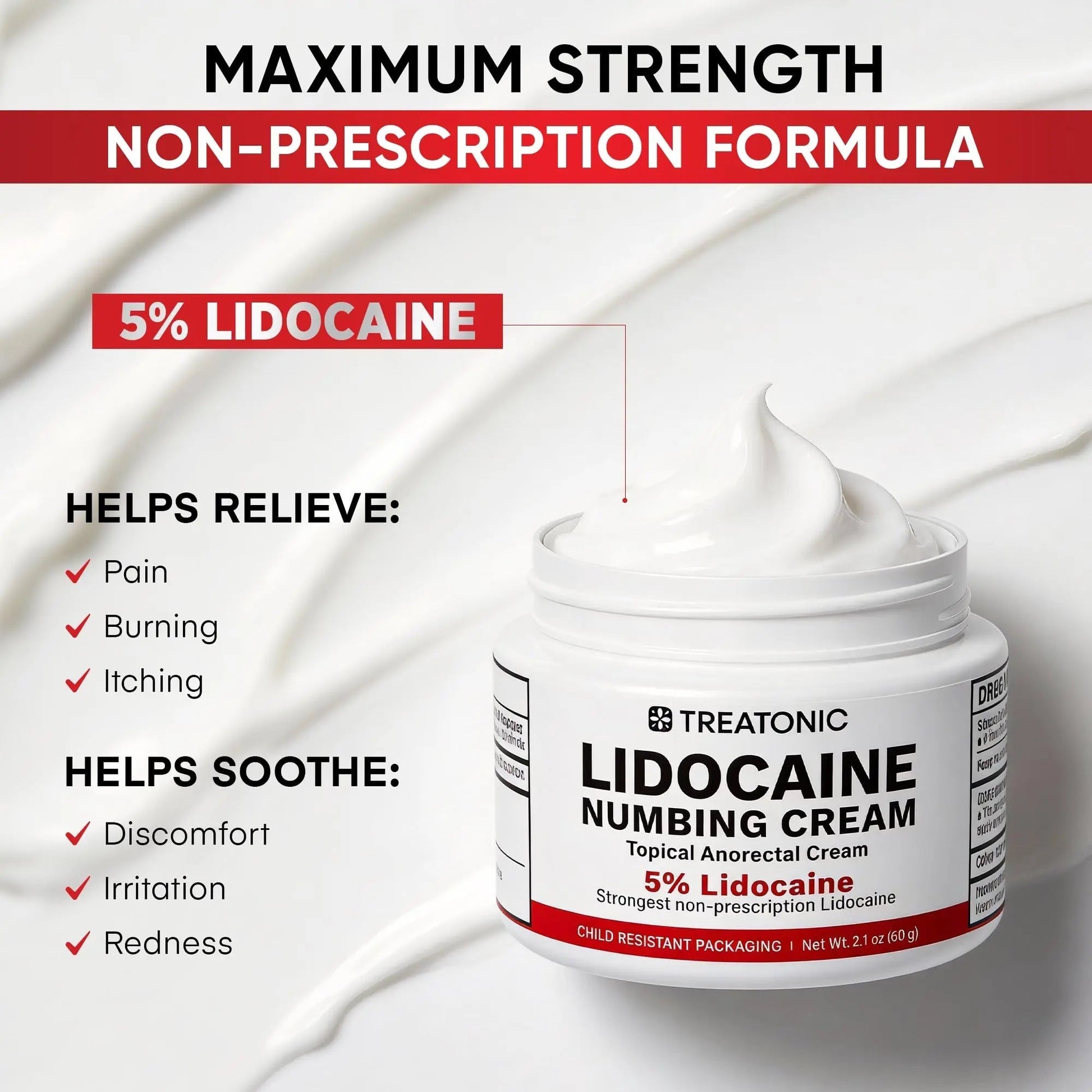 5% Lidocaine Topical Numbing Cream: Maximum Strength Topical Anesthetic Numb Cream for Pain Relief, Itching, Burning, Soreness, Hemorrhoid - Fast Acting & Long Lasting Numbing Formulation - 2.1 oz Treatonic buy supplements canada